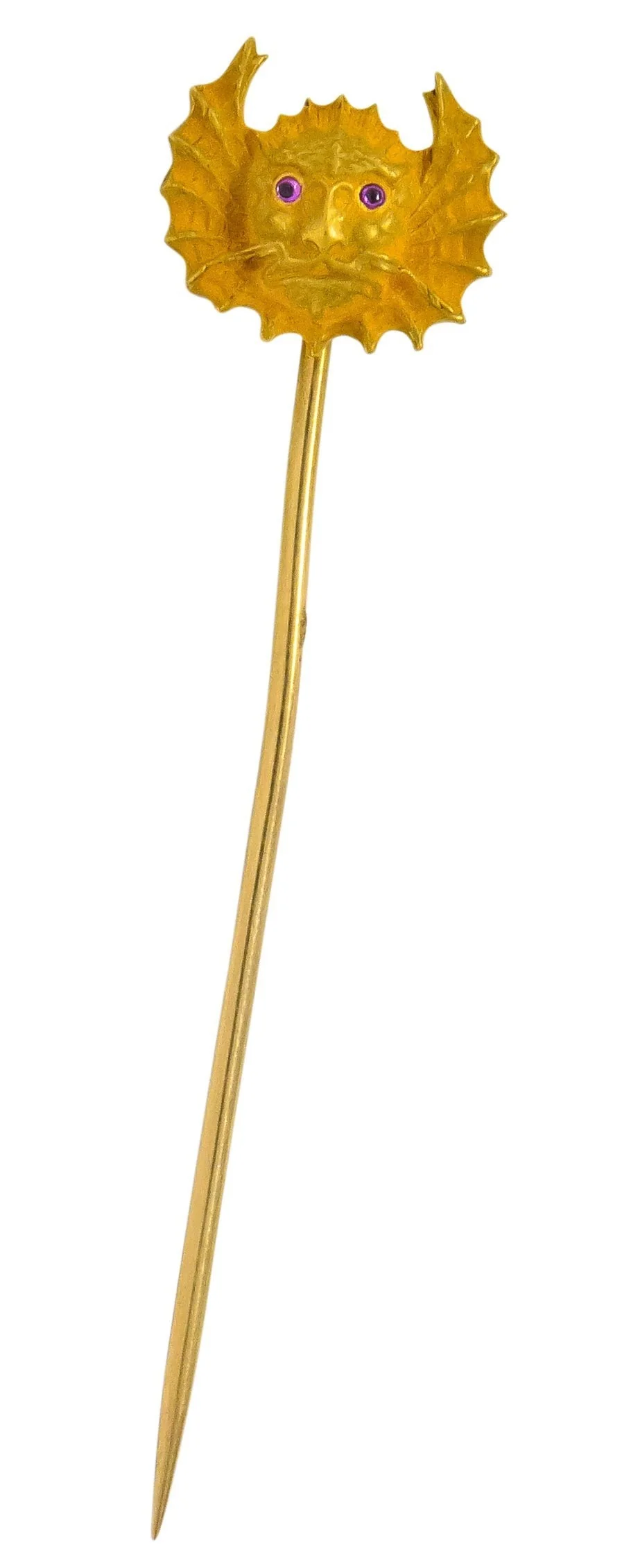 Art Nouveau Ruby 14 Karat Gold Serpent De Mer Stickpin - Image 2