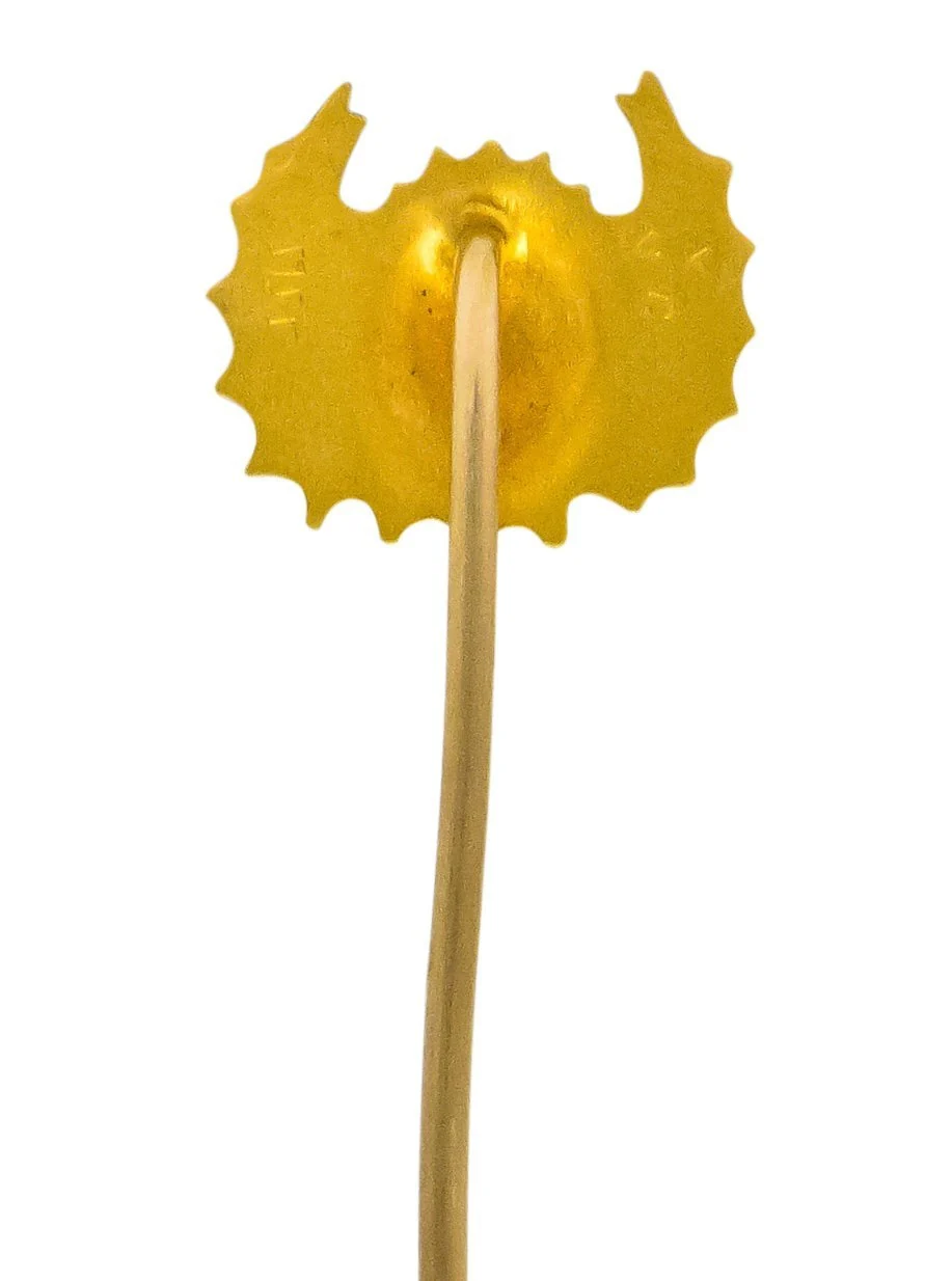 Art Nouveau Ruby 14 Karat Gold Serpent De Mer Stickpin - Image 4
