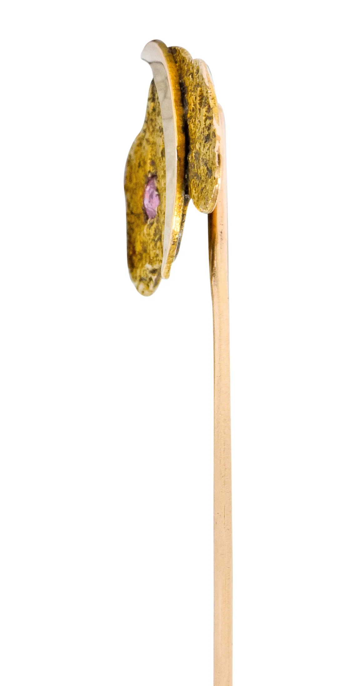 Art Nouveau Ruby 14 Karat Two-Tone Gold Crescent Moon Night Sky Stickpin - Image 5