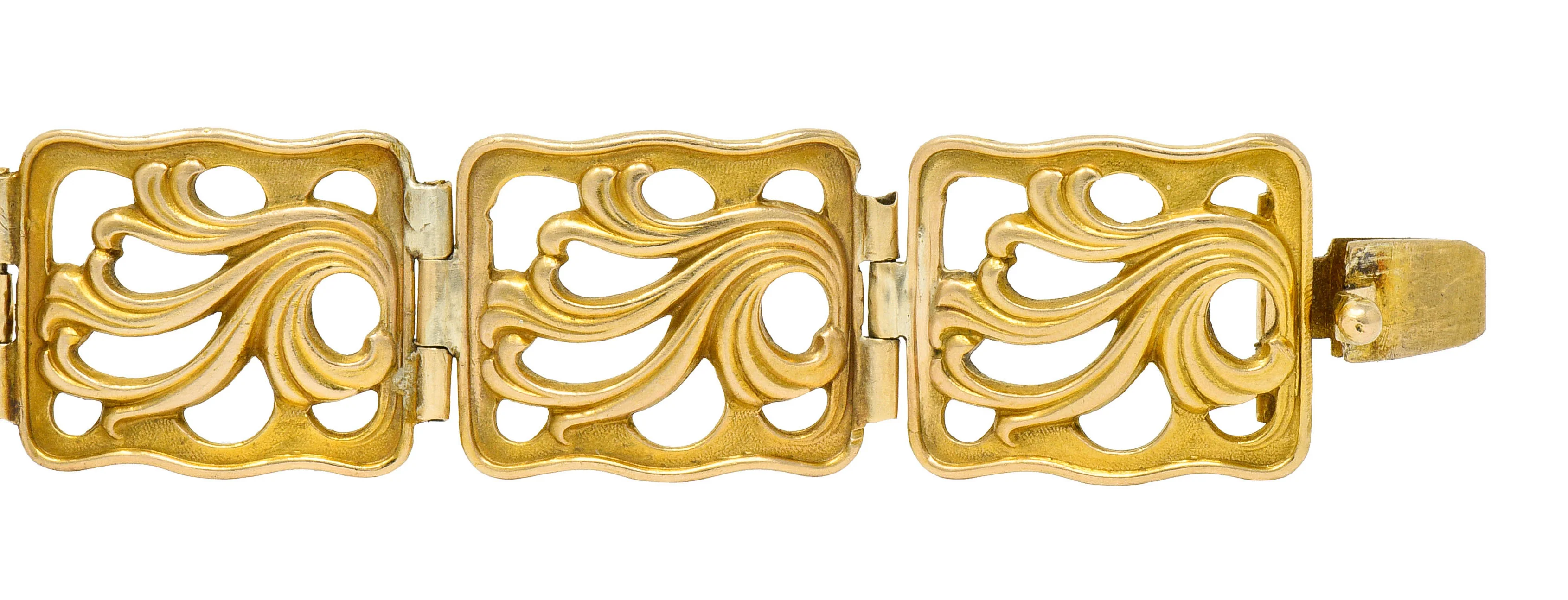 Art Nouveau Ruby Diamond 14 Karat Gold Bee Link Bracelet - Image 12
