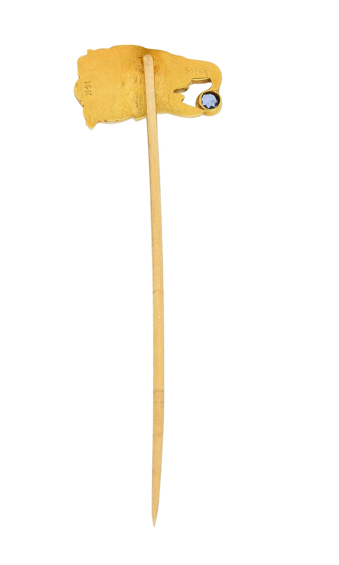 Art Nouveau Sapphire 14 Karat Gold Eagle Head Stickpin - Image 4