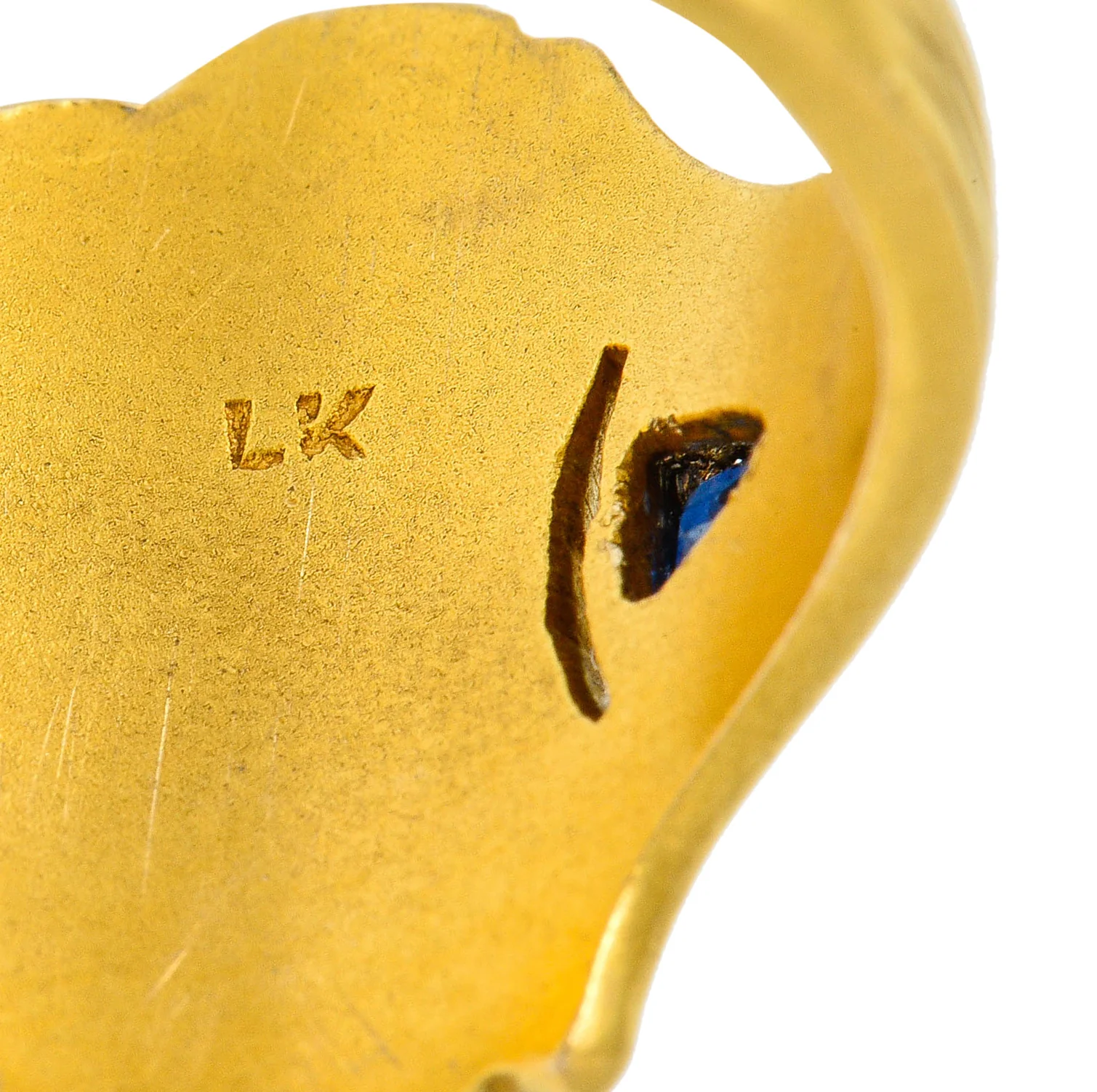 Art Nouveau Sapphire 14 Karat Gold Signet Ring - Image 11