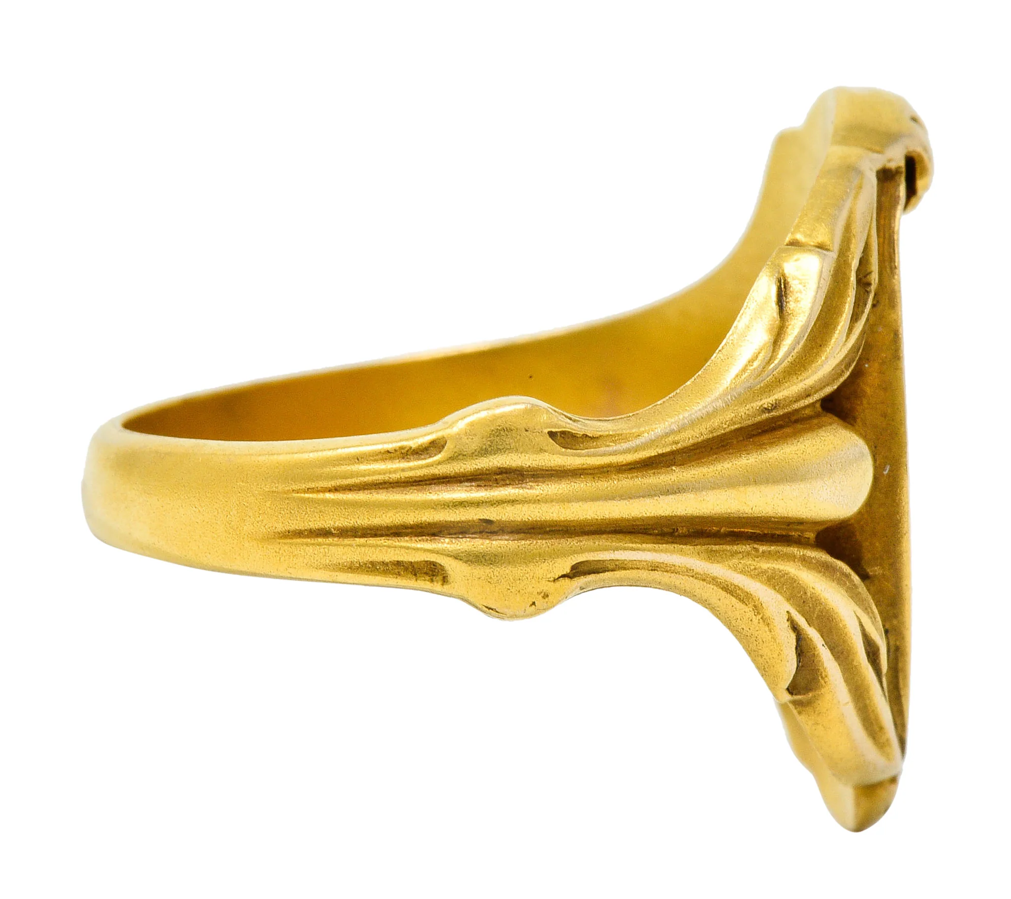 Art Nouveau Sapphire 14 Karat Gold Signet Ring - Image 3