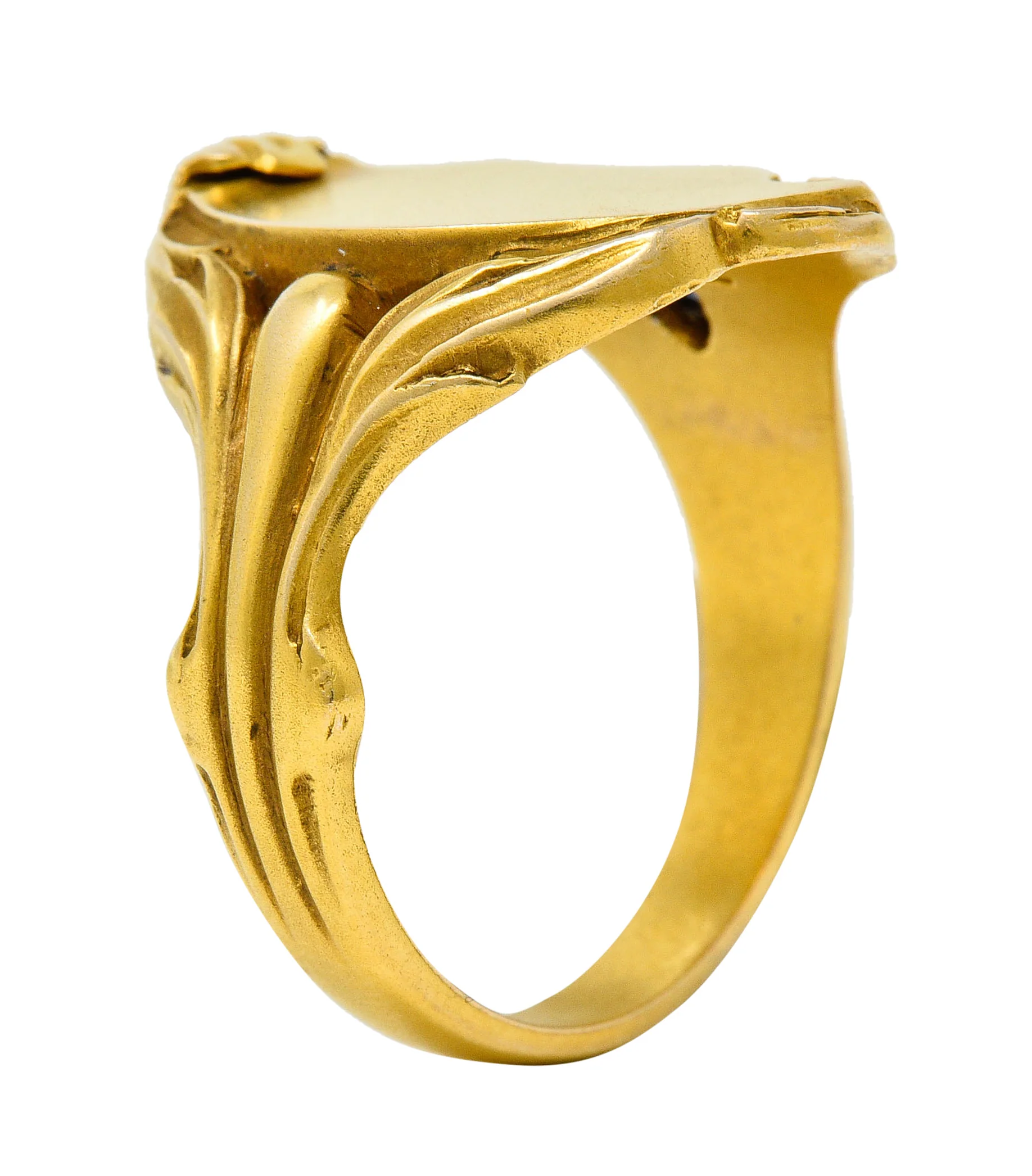 Art Nouveau Sapphire 14 Karat Gold Signet Ring - Image 8