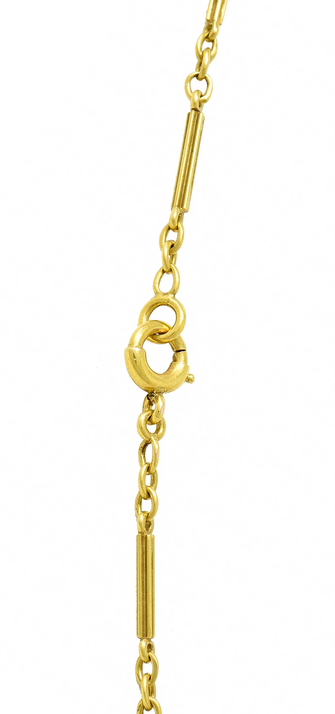 Art Nouveau Sapphire Enamel 14 Karat Gold Station Necklace - Image 8