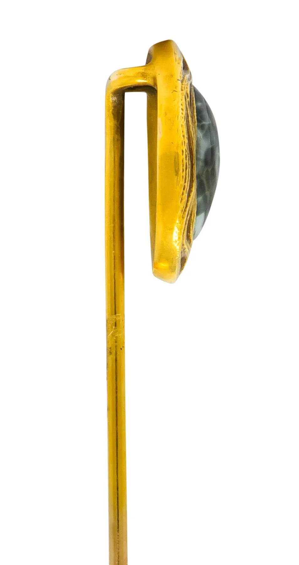 Art Nouveau Seraphinite Cabochon 14 Karat Gold Stickpin Circa 1905 - Image 5