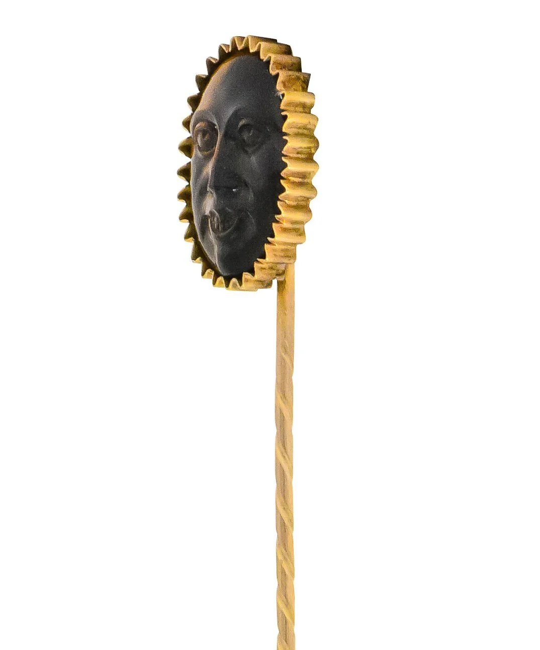 Art Nouveau Tiger's Eye 14 Karat Gold Sun Face Stickpin - Image 3
