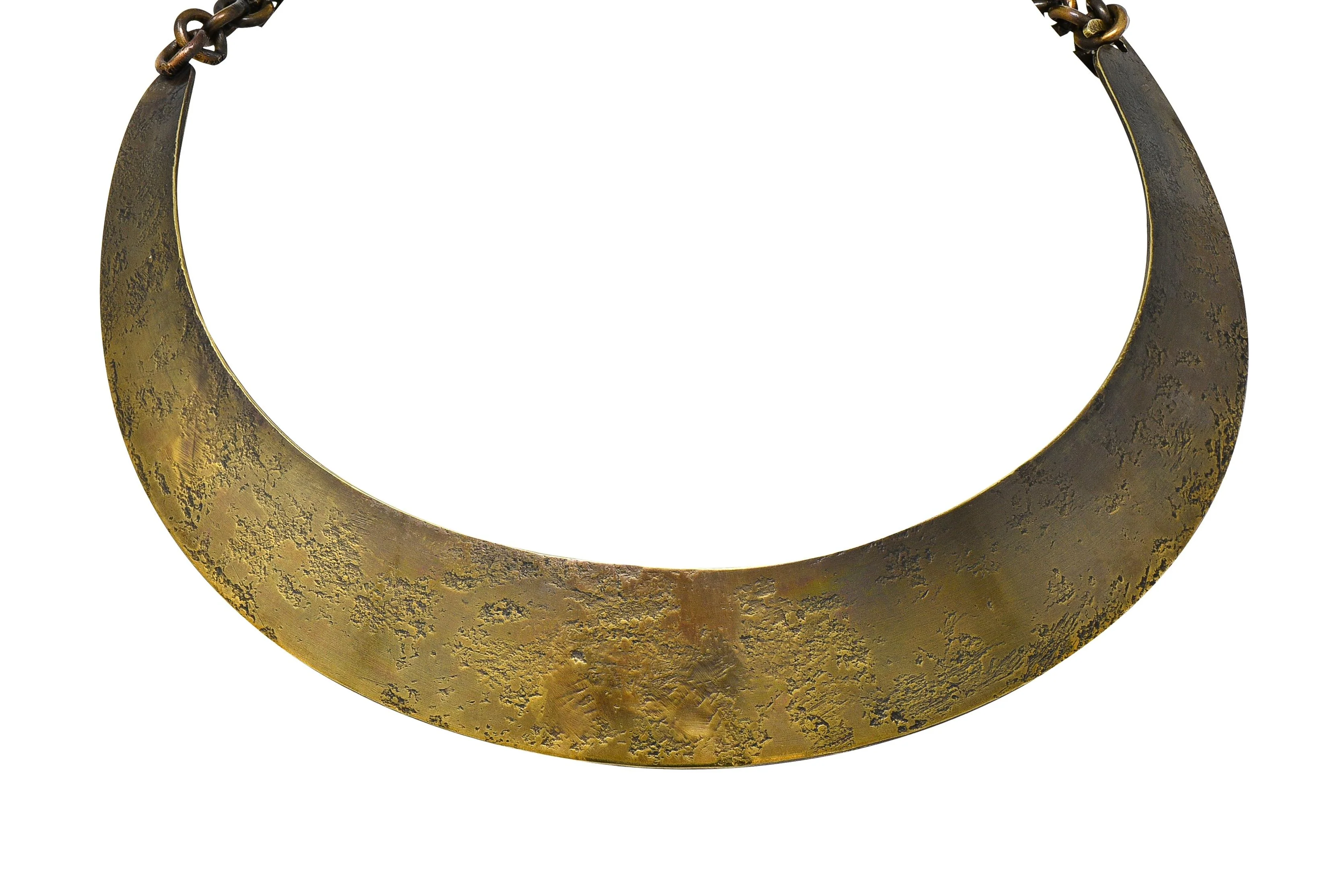 Art Smith 1950's Modernist Tiger's Eye Brass Sphere Vintage Modern Collar Necklace - Image 3