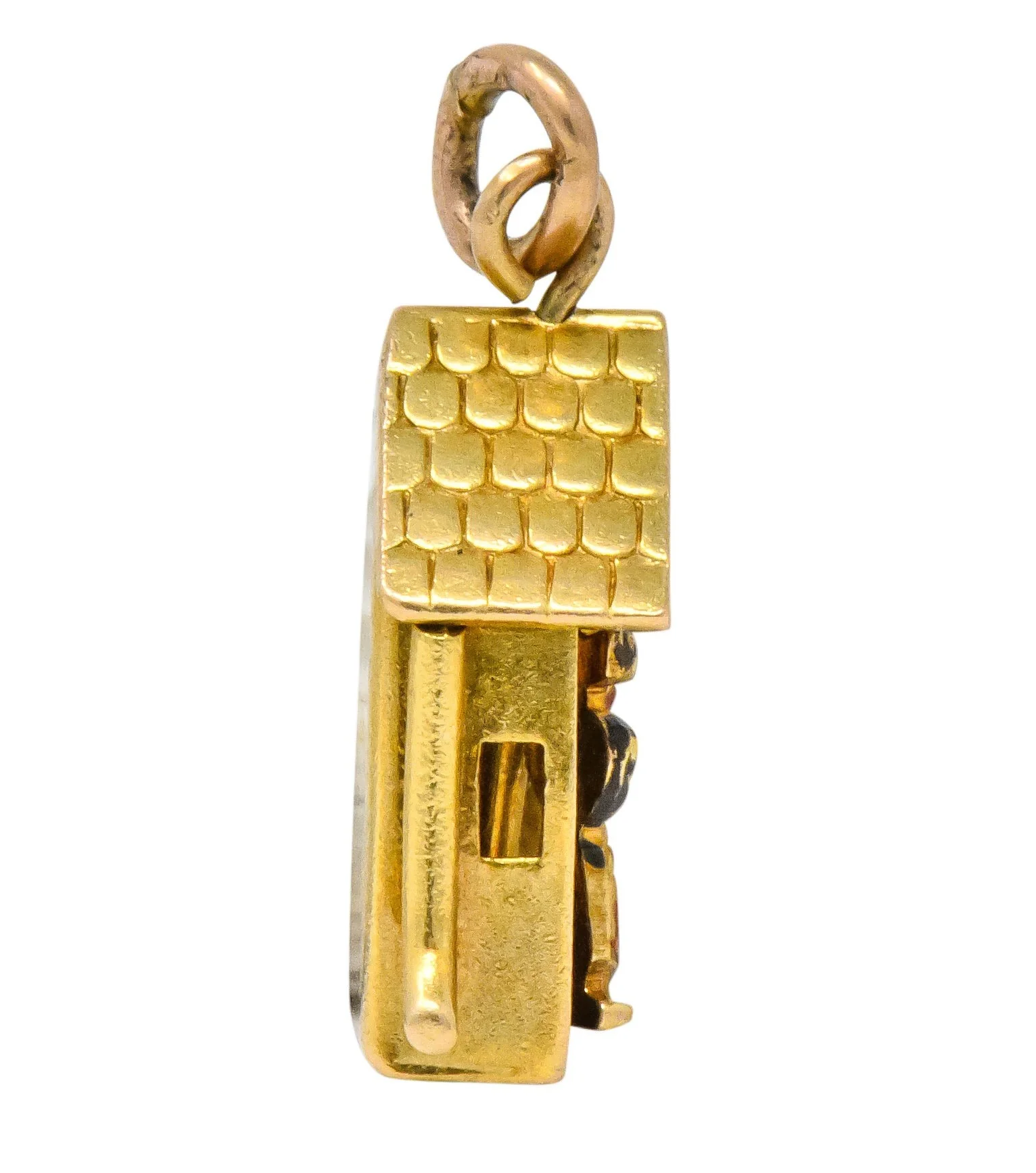 Articulated Art Nouveau Enamel 14 Karat Gold Dutch 'Speelklok' Clock Charm - Image 5