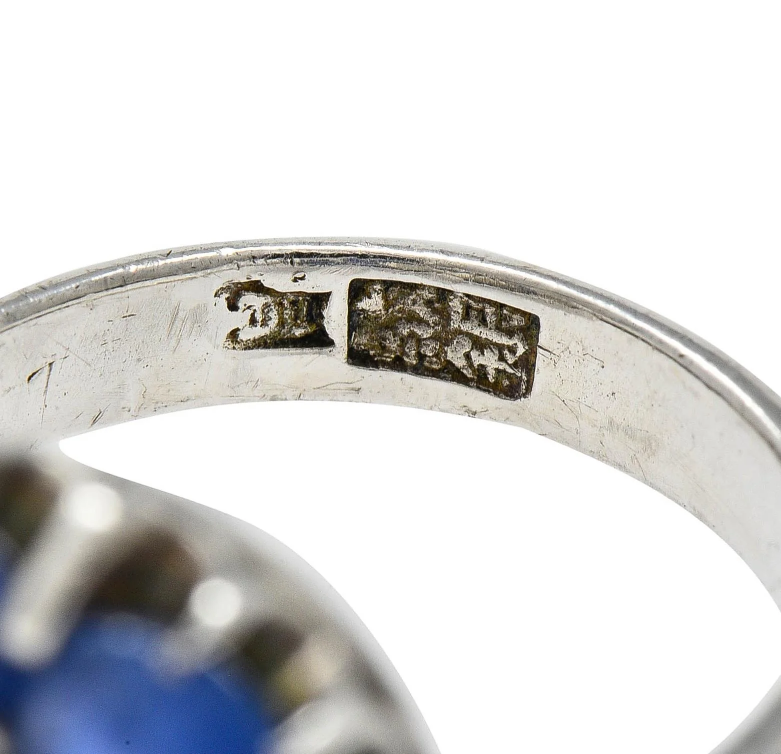 Arts & Crafts 5.85 CTW Sapphire Moonstone Sterling Silver Antique Halo Ring - Image 7
