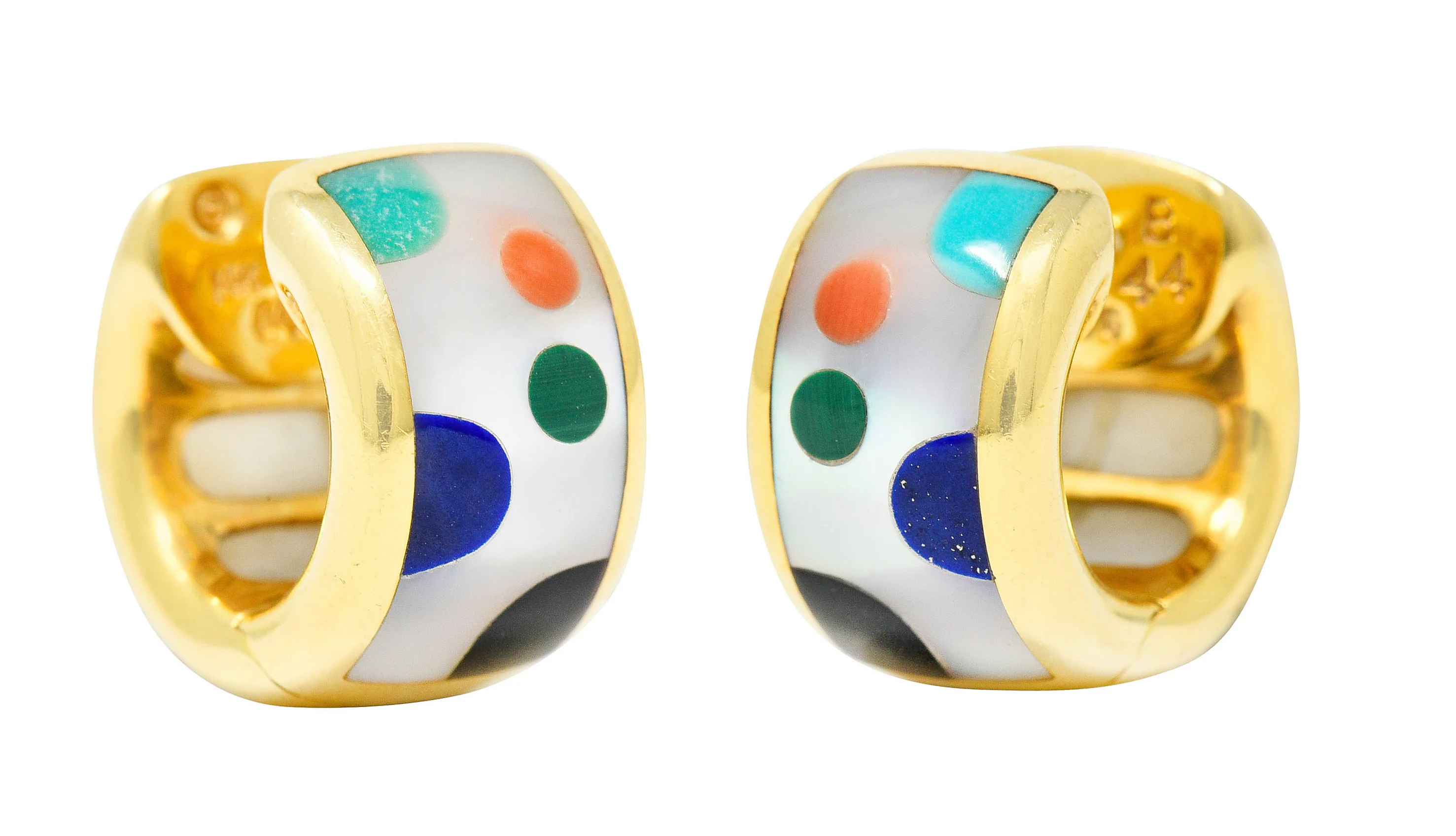 Asch Grossbardt Mother-Of-Pearl Inlay 14 Karat Gold Huggie Earrings - Image 6
