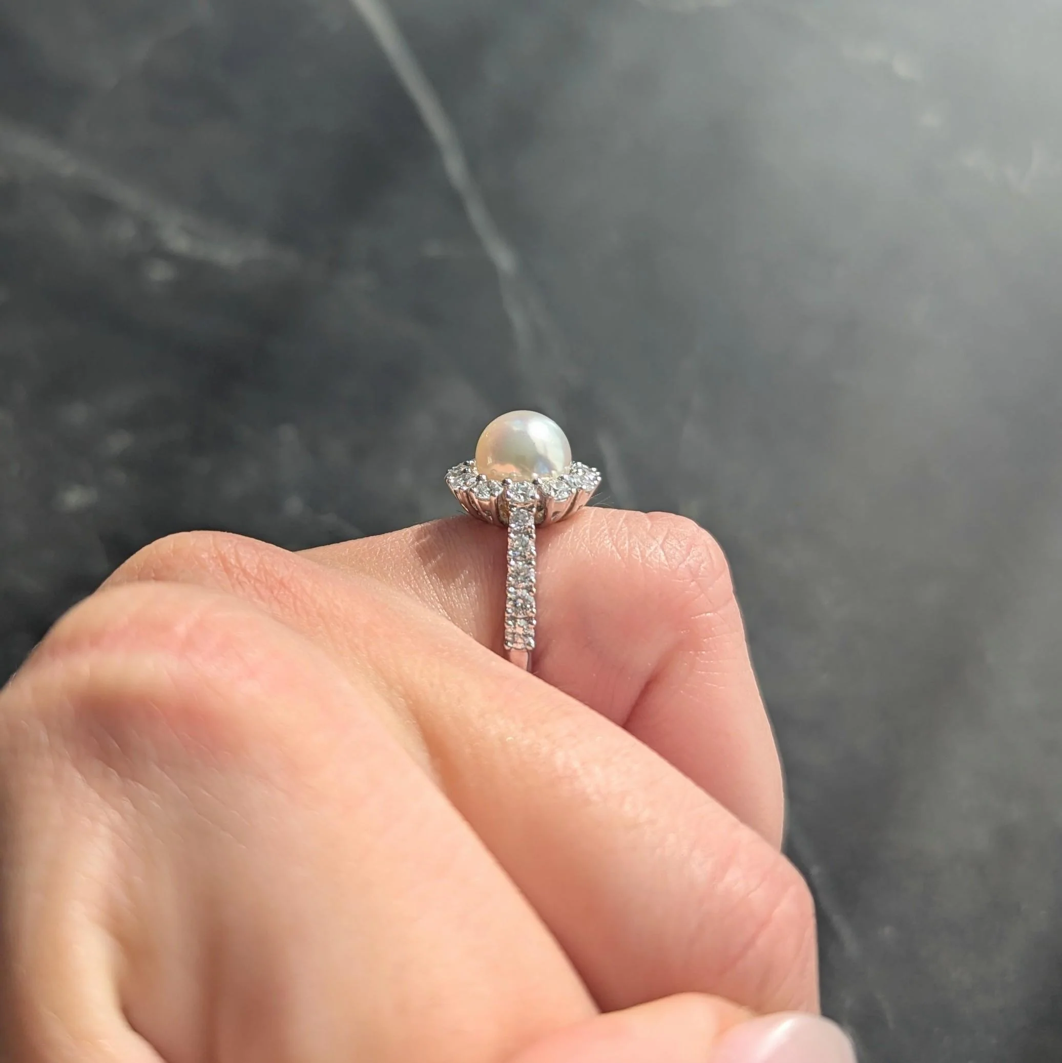 Assael Contemporary 1.04 CTW Diamond South Sea Pearl 18 Karat White Gold Halo Ring - Image 7