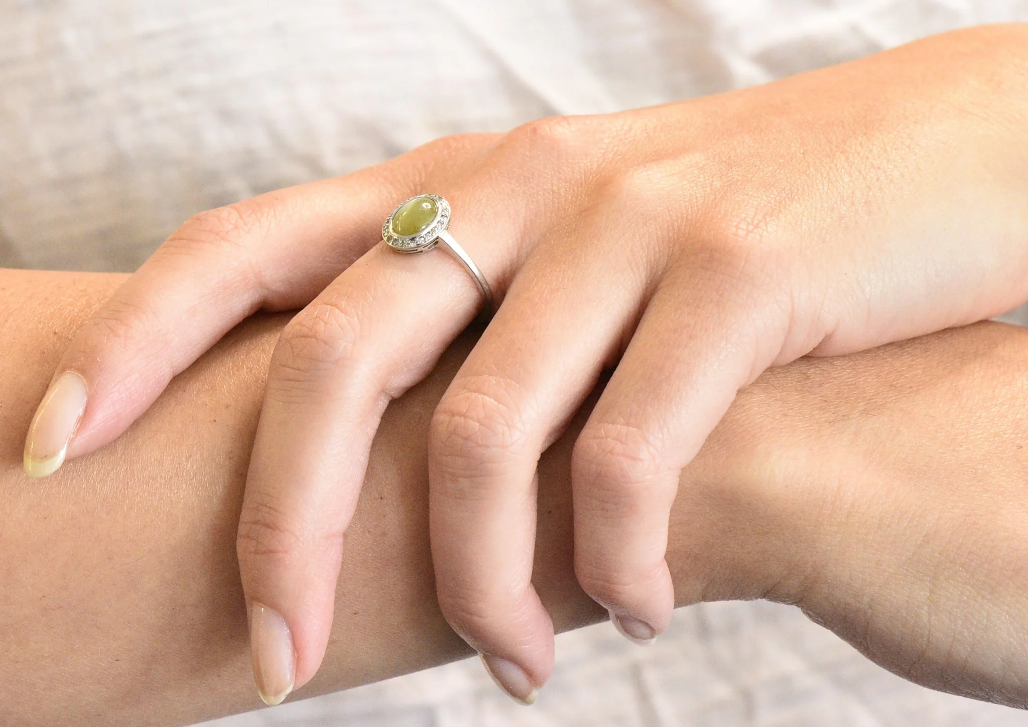 Bailey Banks & Biddle 2.30 CTW Cat’s Eye Chrysoberyl Diamond Platinum Halo Ring - Image 11