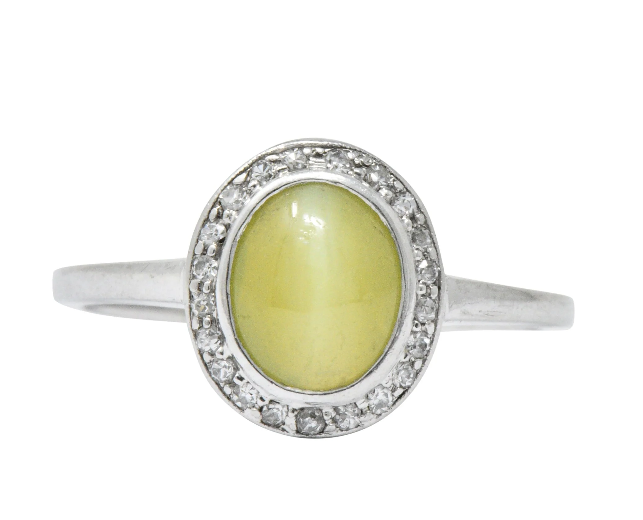 Bailey Banks & Biddle 2.30 CTW Cat’s Eye Chrysoberyl Diamond Platinum Halo Ring - Image 3