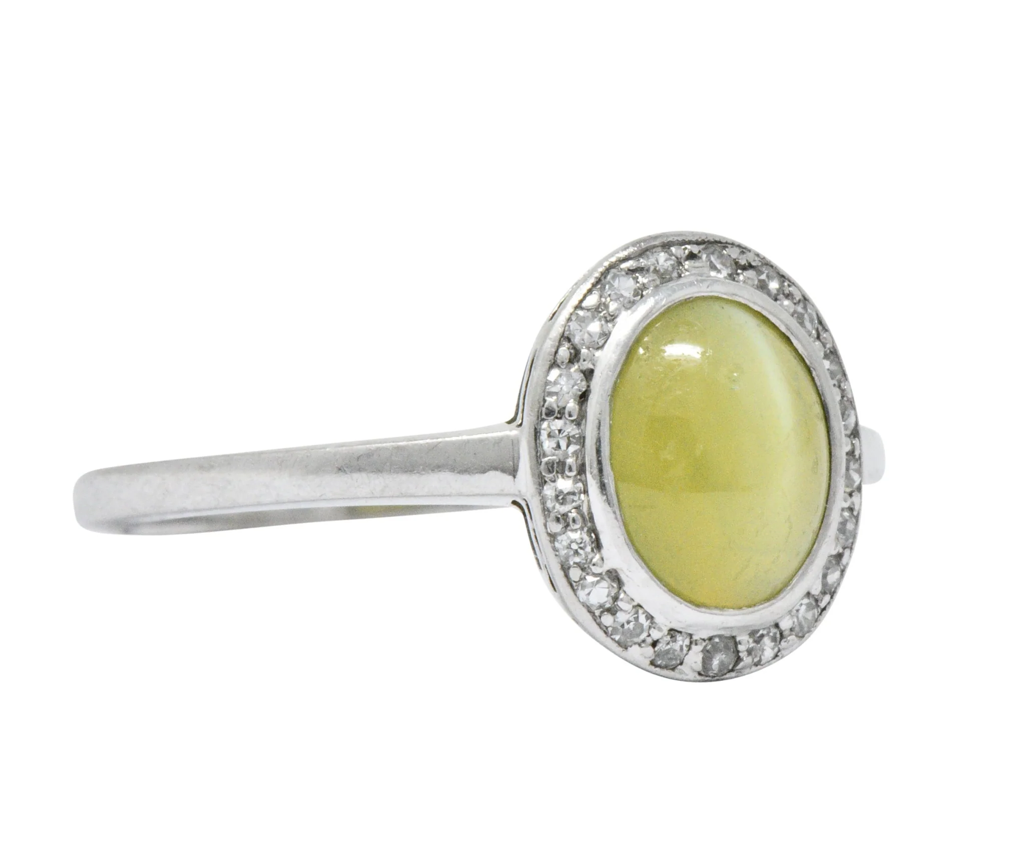 Bailey Banks & Biddle 2.30 CTW Cat’s Eye Chrysoberyl Diamond Platinum Halo Ring - Image 4