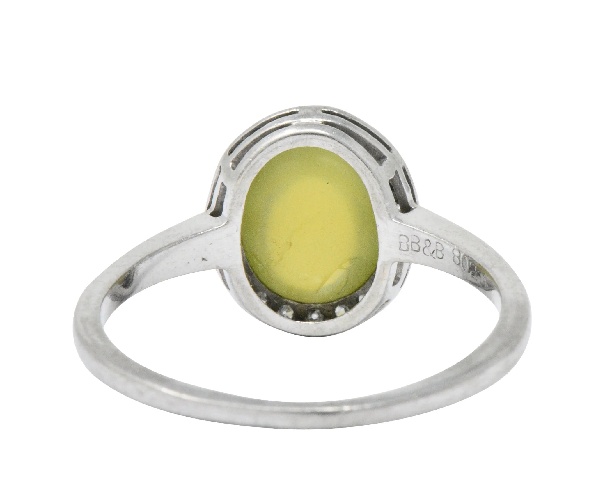 Bailey Banks & Biddle 2.30 CTW Cat’s Eye Chrysoberyl Diamond Platinum Halo Ring - Image 5