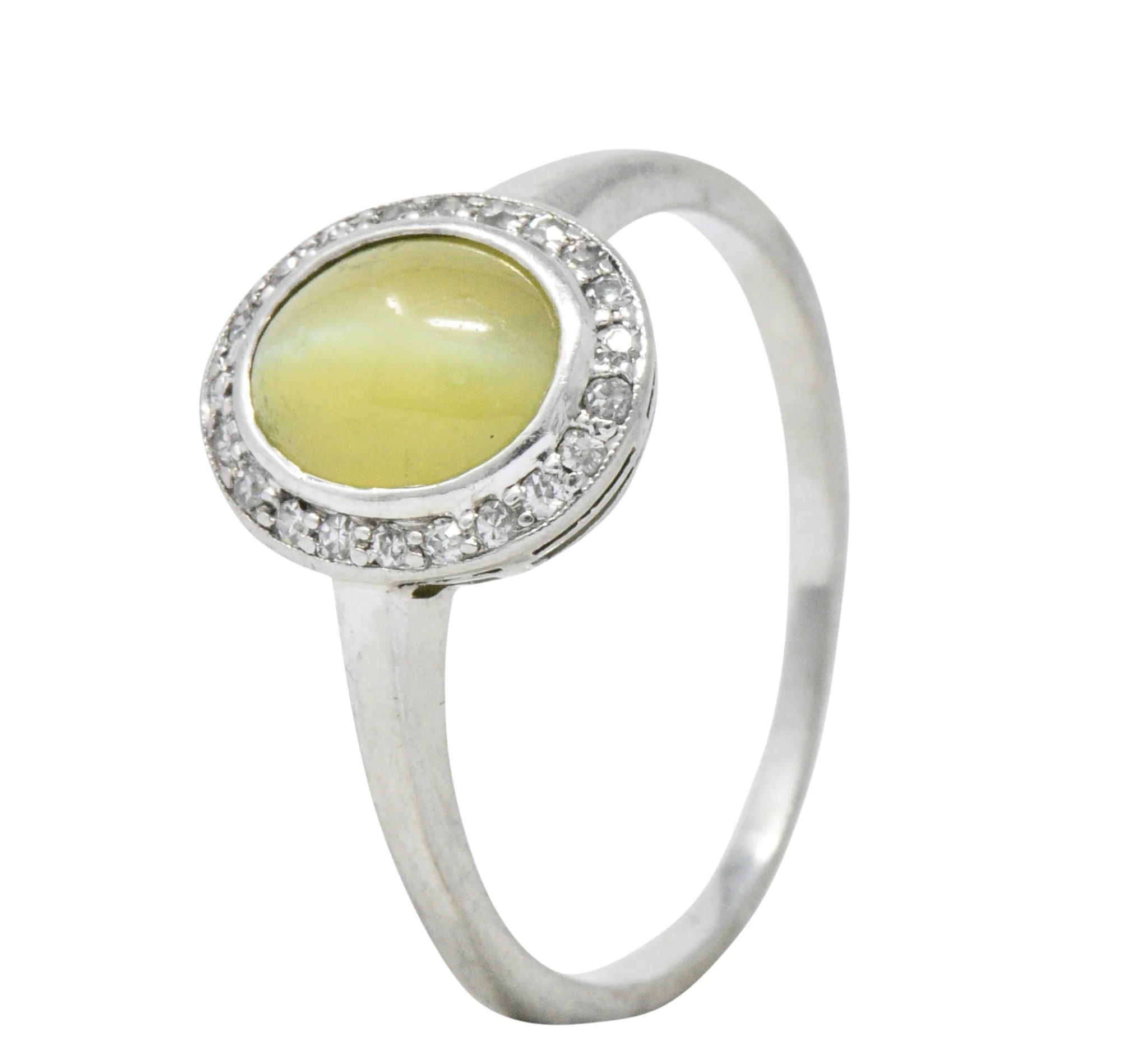 Bailey Banks & Biddle 2.30 CTW Cat’s Eye Chrysoberyl Diamond Platinum Halo Ring - Image 8