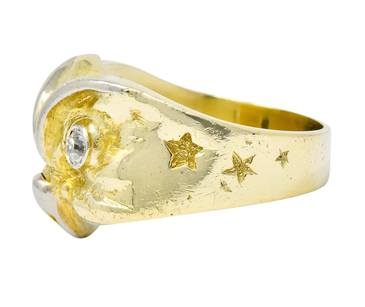 Bailey Banks & Biddle Victorian Diamond 14 Karat Gold Owl Band Ring - Image 5