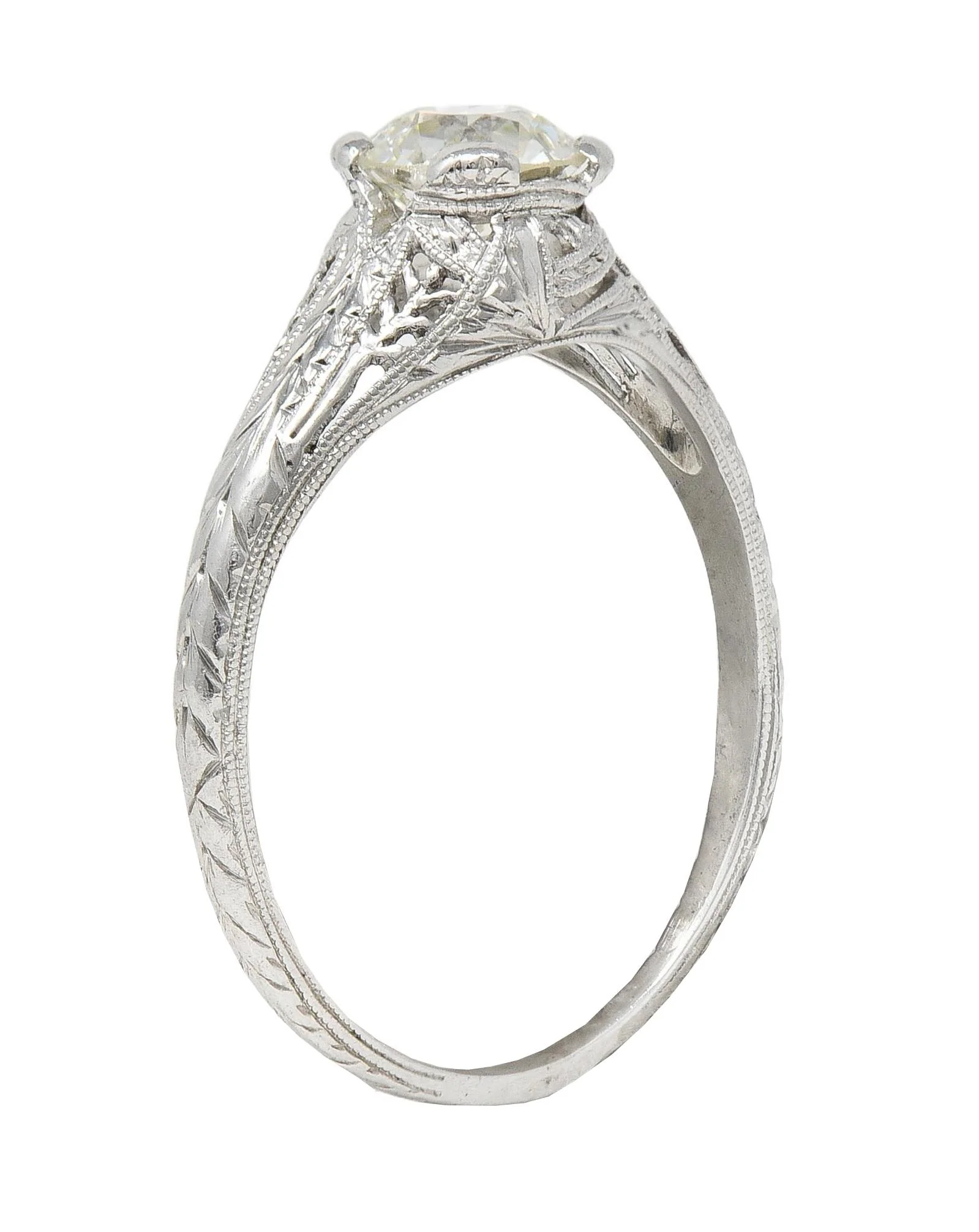 Baskin Bros. Art Deco 0.70 CTW Diamond Platinum Vintage Wheat Engagement Ring - Image 9