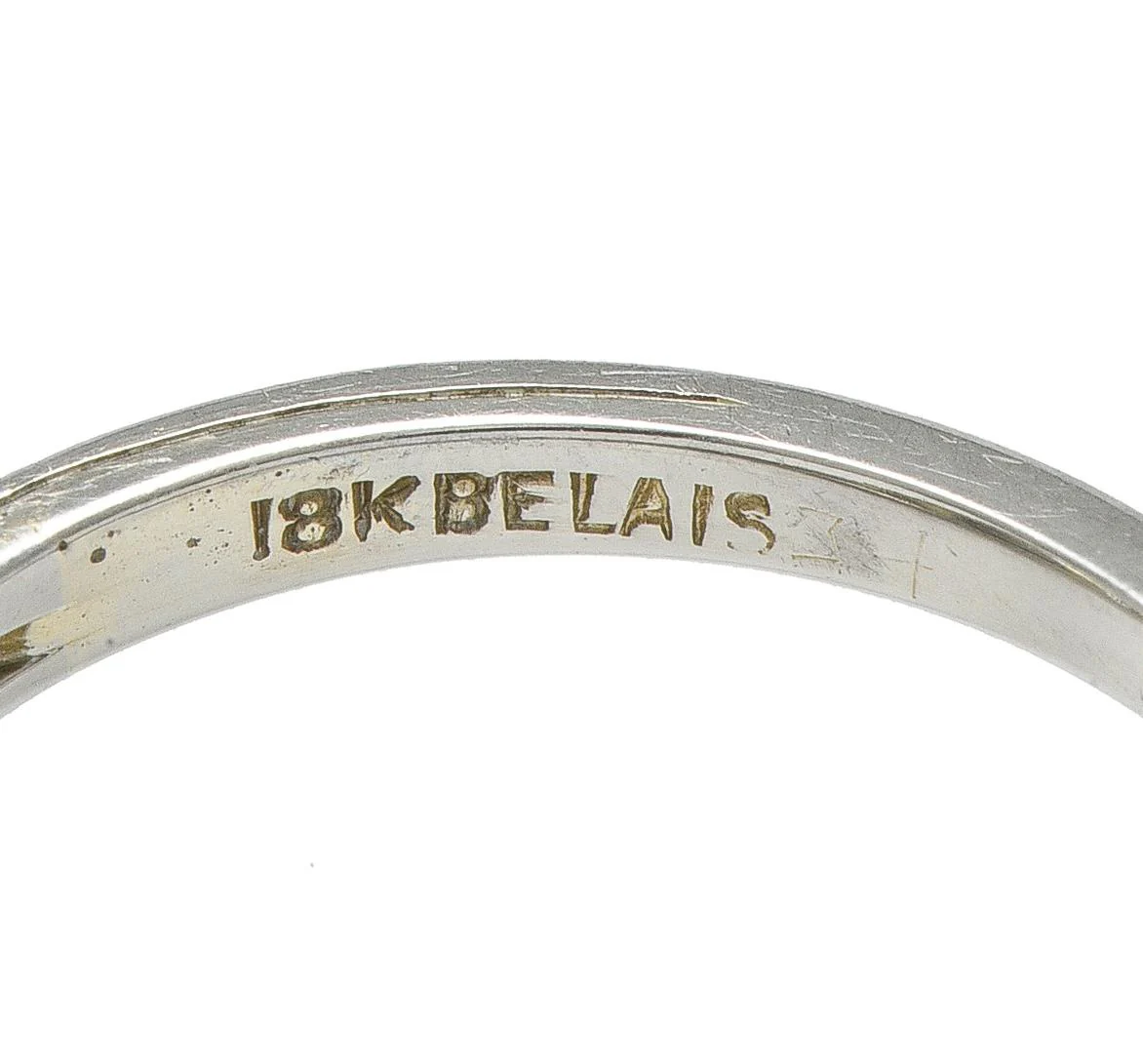 Belais Art Deco 0.45 CTW Old Mine Diamond 18 Karat Gold Checkerboard Vintage Ring - Image 5