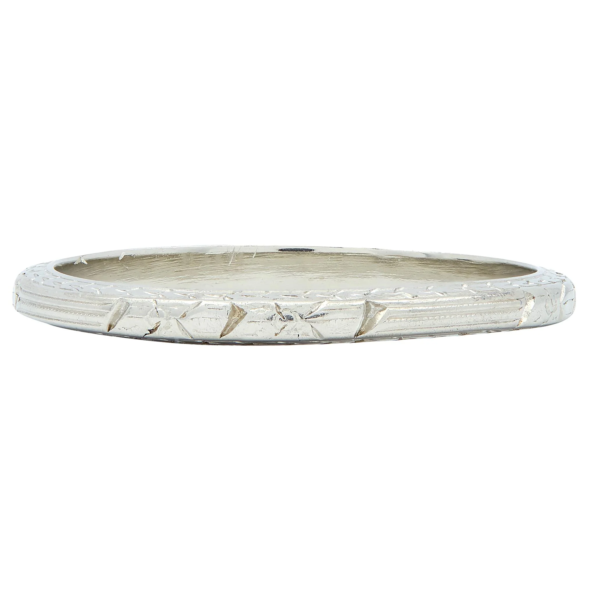 Belais Art Deco 18 Karat White Gold Orange Blossom Wheat Wedding Band Ring - Image 4