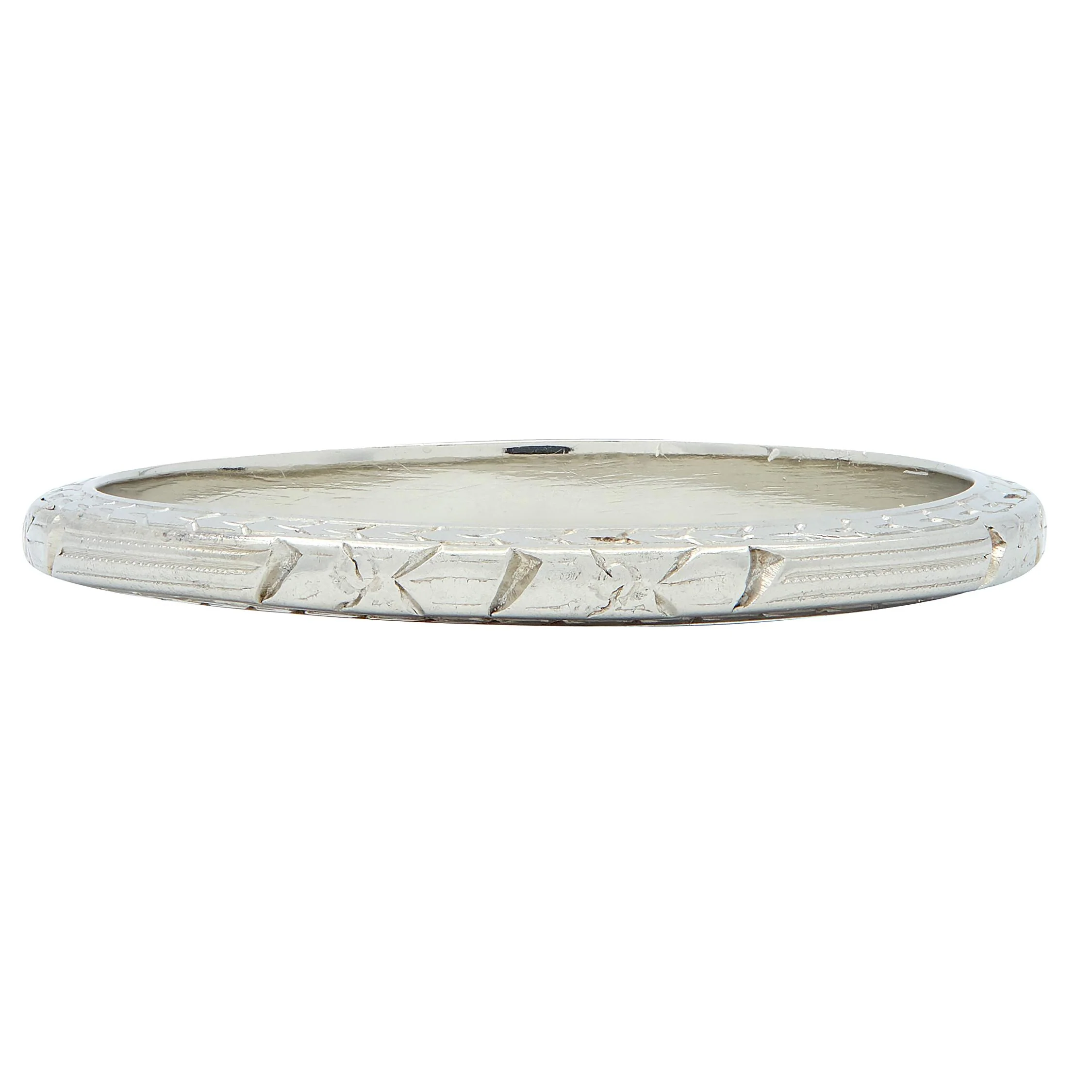 Belais Art Deco 18 Karat White Gold Orange Blossom Wheat Wedding Band Ring - Image 5