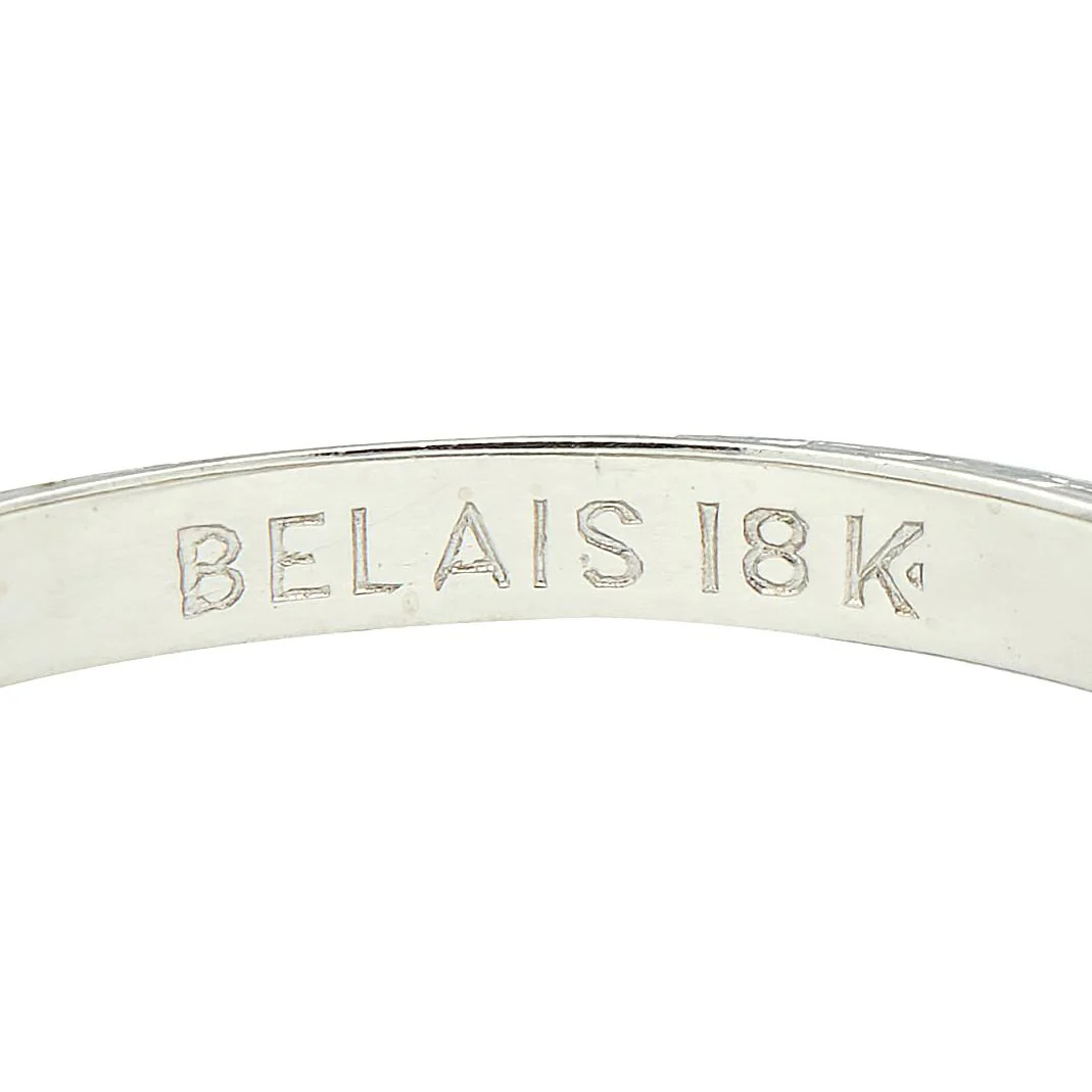 Belais Art Deco 18 Karat White Gold Orange Blossom Wheat Wedding Band Ring - Image 7