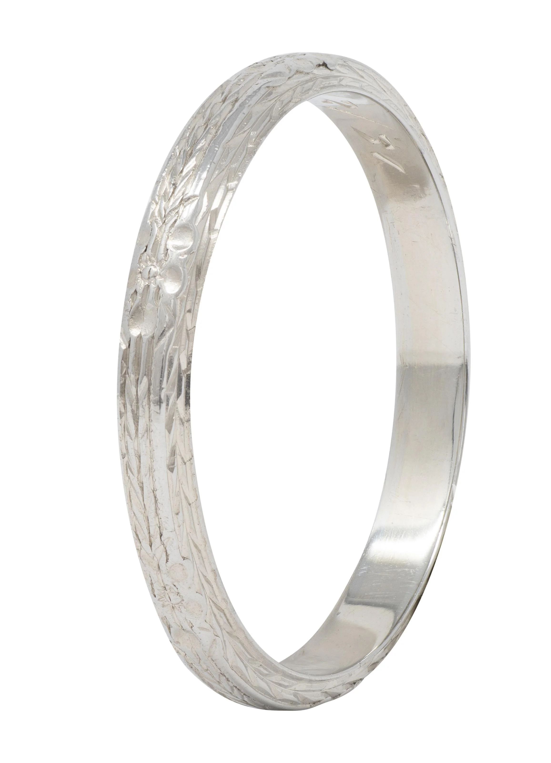 Belais Art Deco 1931 18 Karat White Gold Orange Blossom Band Ring - Image 2