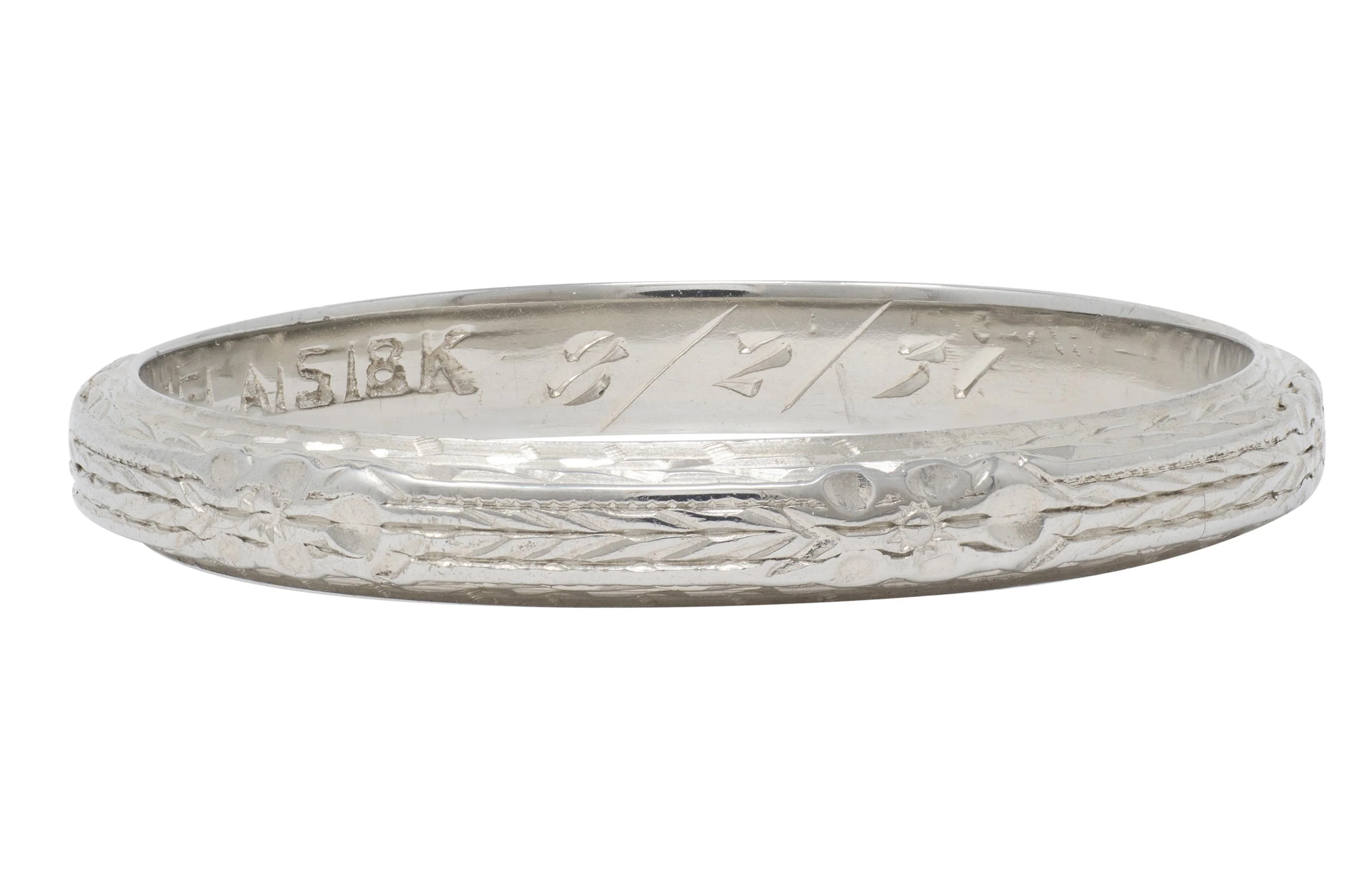 Belais Art Deco 1931 18 Karat White Gold Orange Blossom Band Ring - Image 3