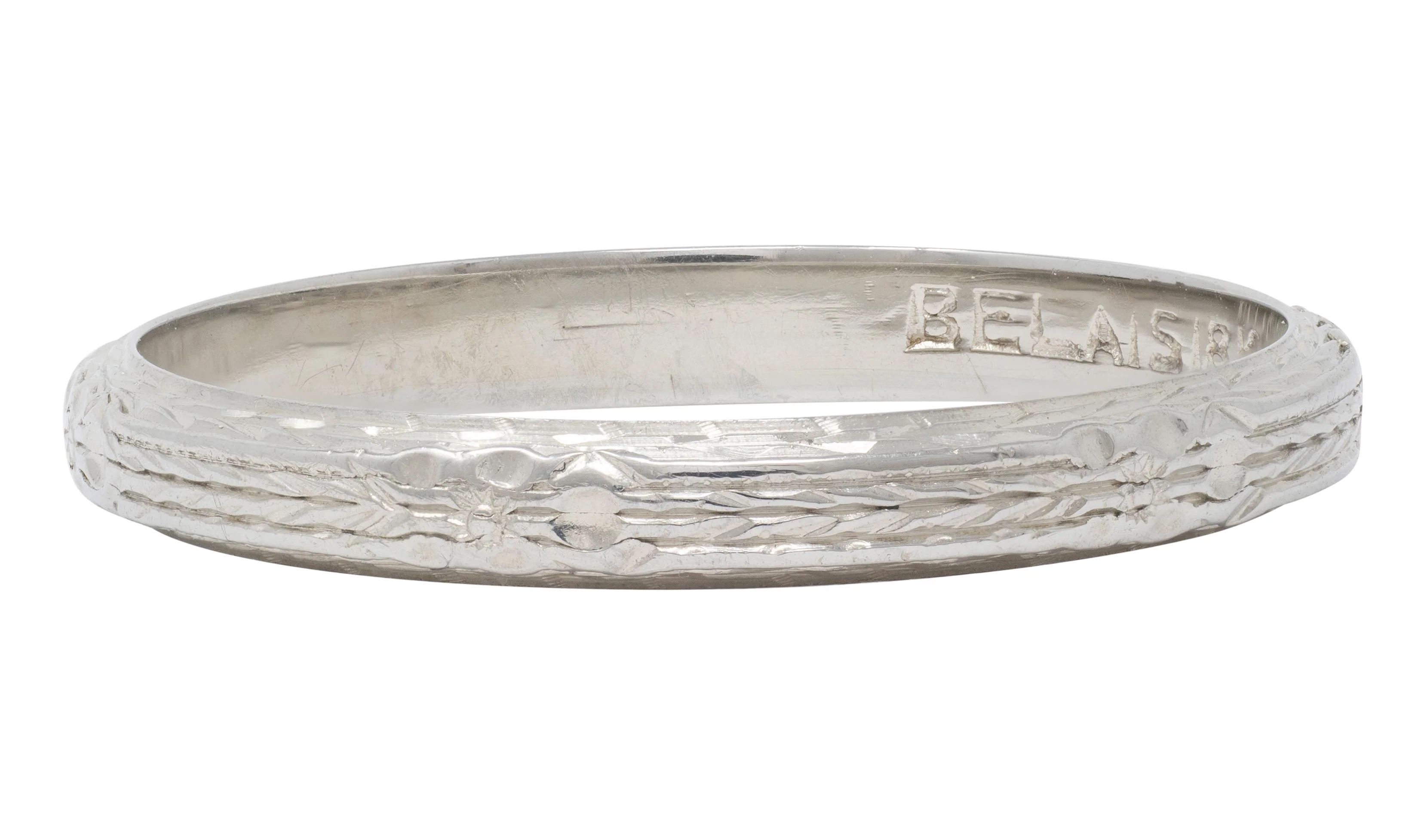 Belais Art Deco 1931 18 Karat White Gold Orange Blossom Band Ring - Image 4