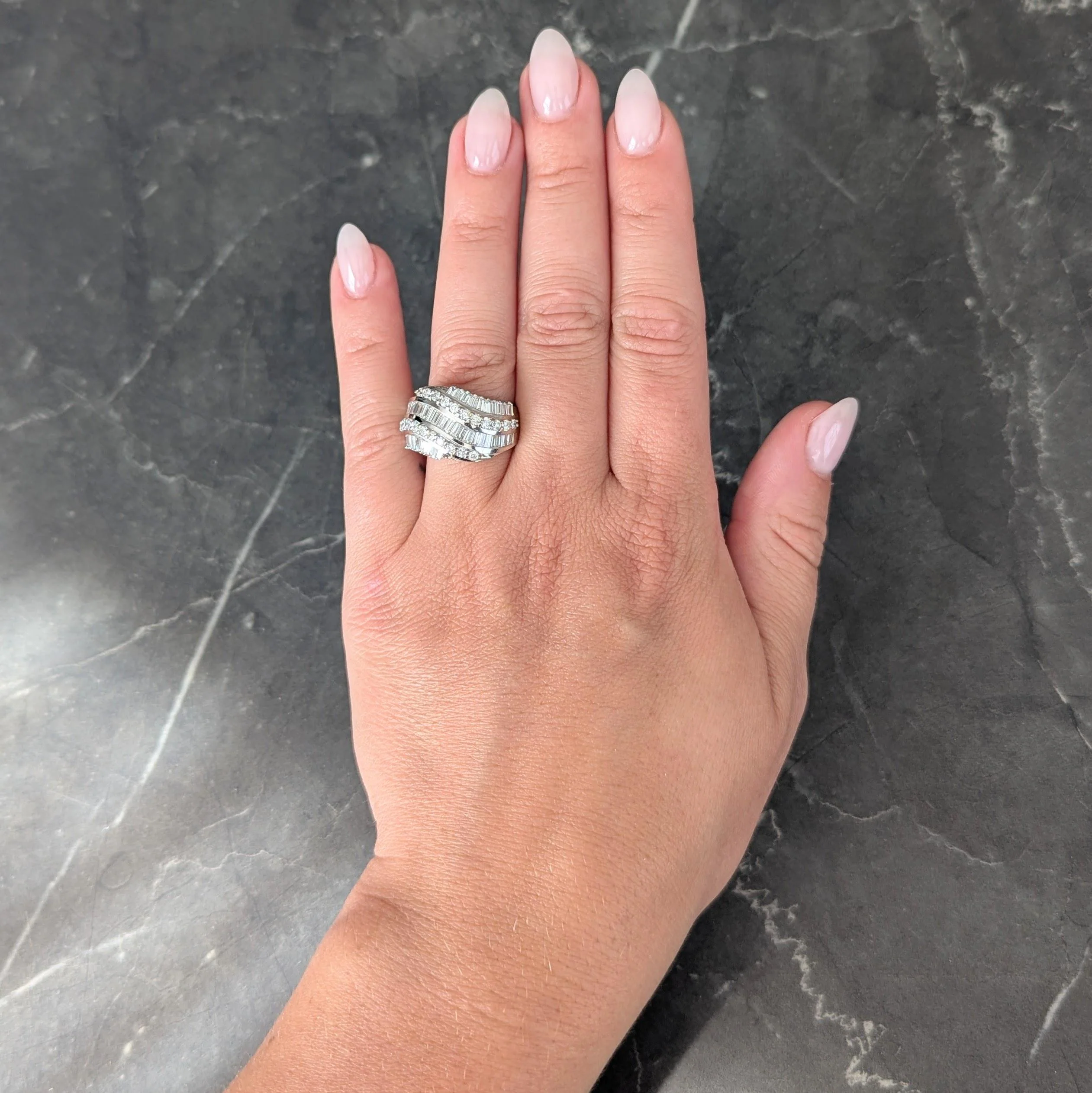 Bellari Contemporary 2.20 CTW Diamond 18 Karat White Gold Twist Multi-Row Band Ring - Image 10