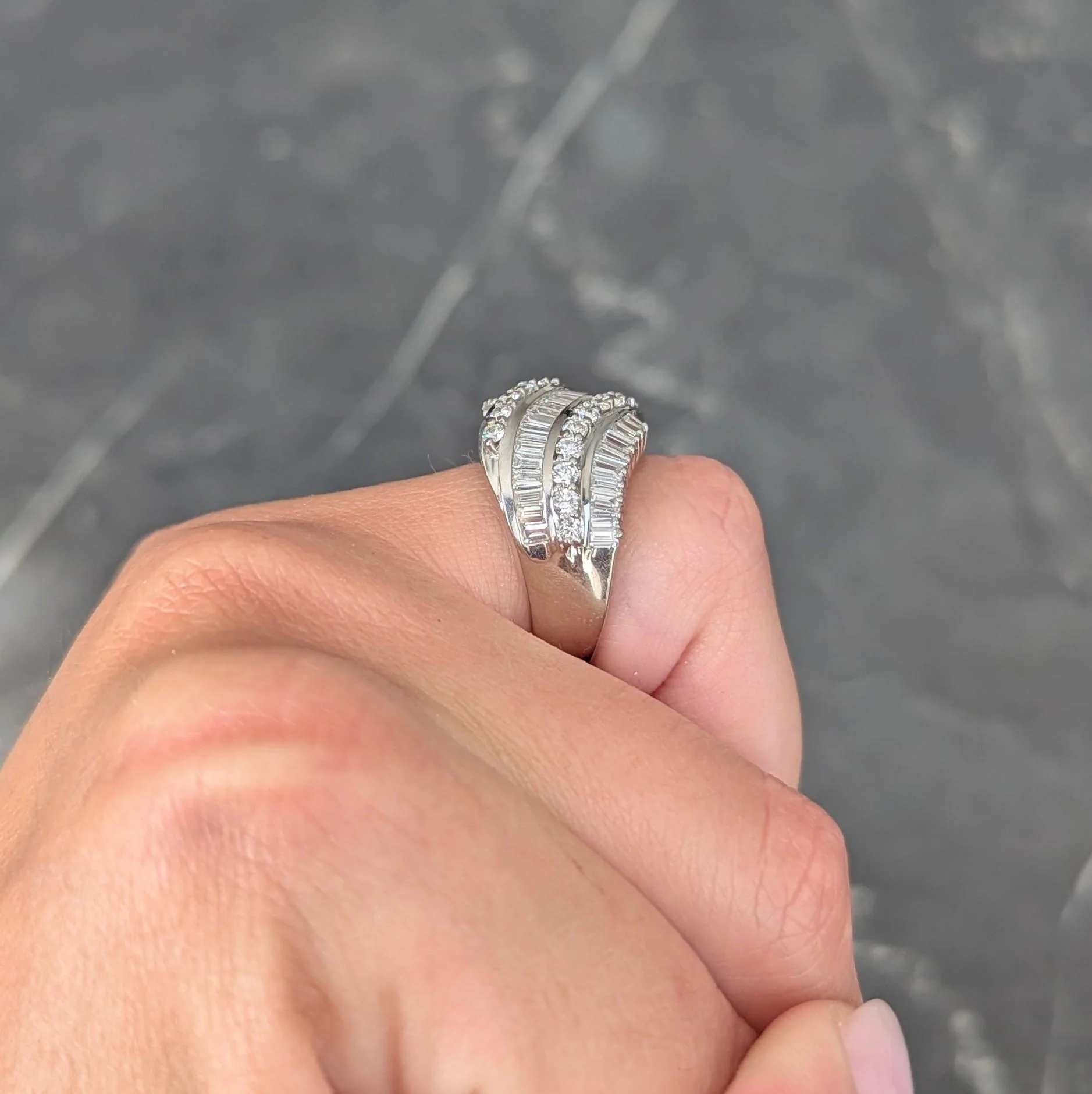 Bellari Contemporary 2.20 CTW Diamond 18 Karat White Gold Twist Multi-Row Band Ring - Image 12