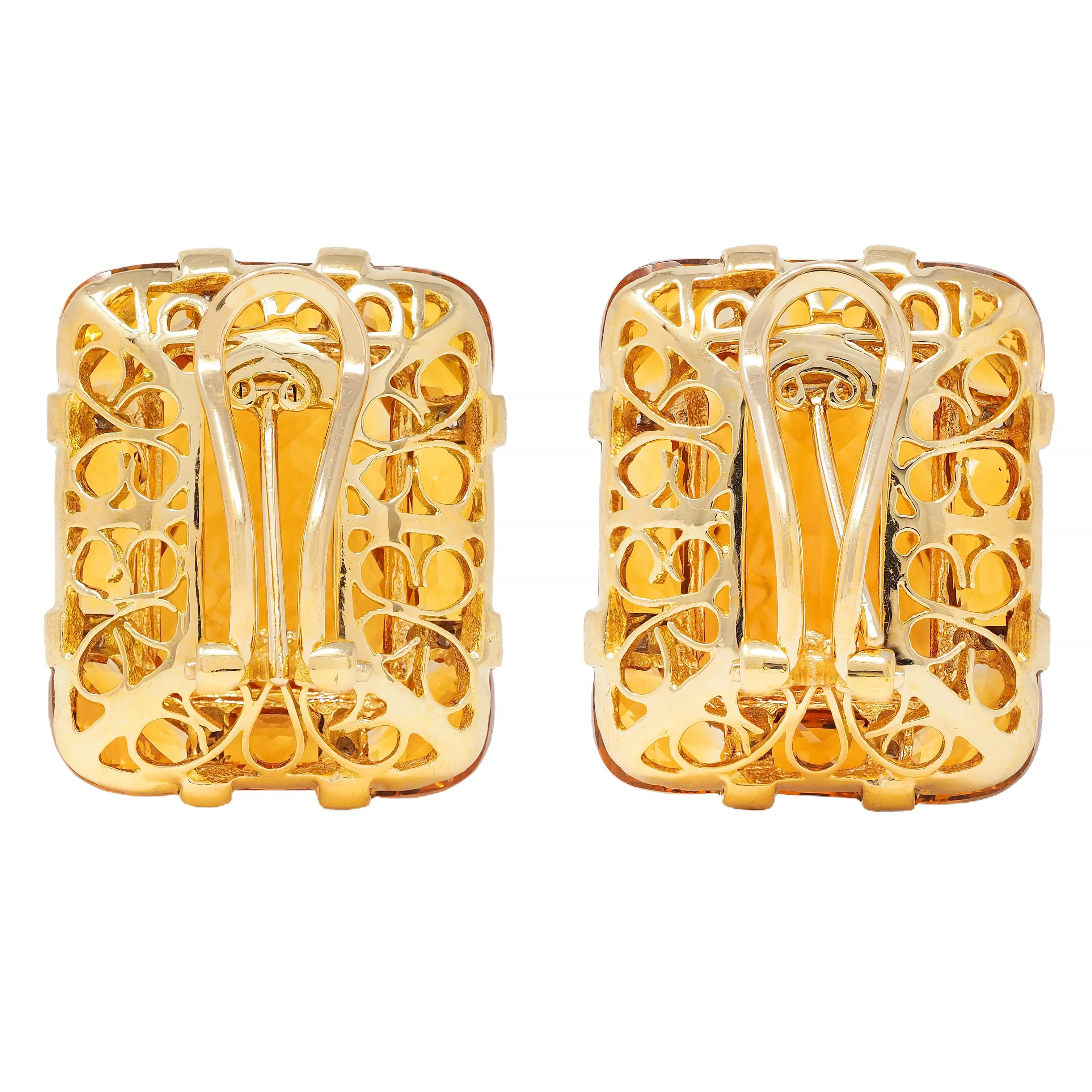 Bellarri 2000's 32.04 CTW Citrine Diamond 18 Karat Yellow Gold Reflections Earrings - Image 6