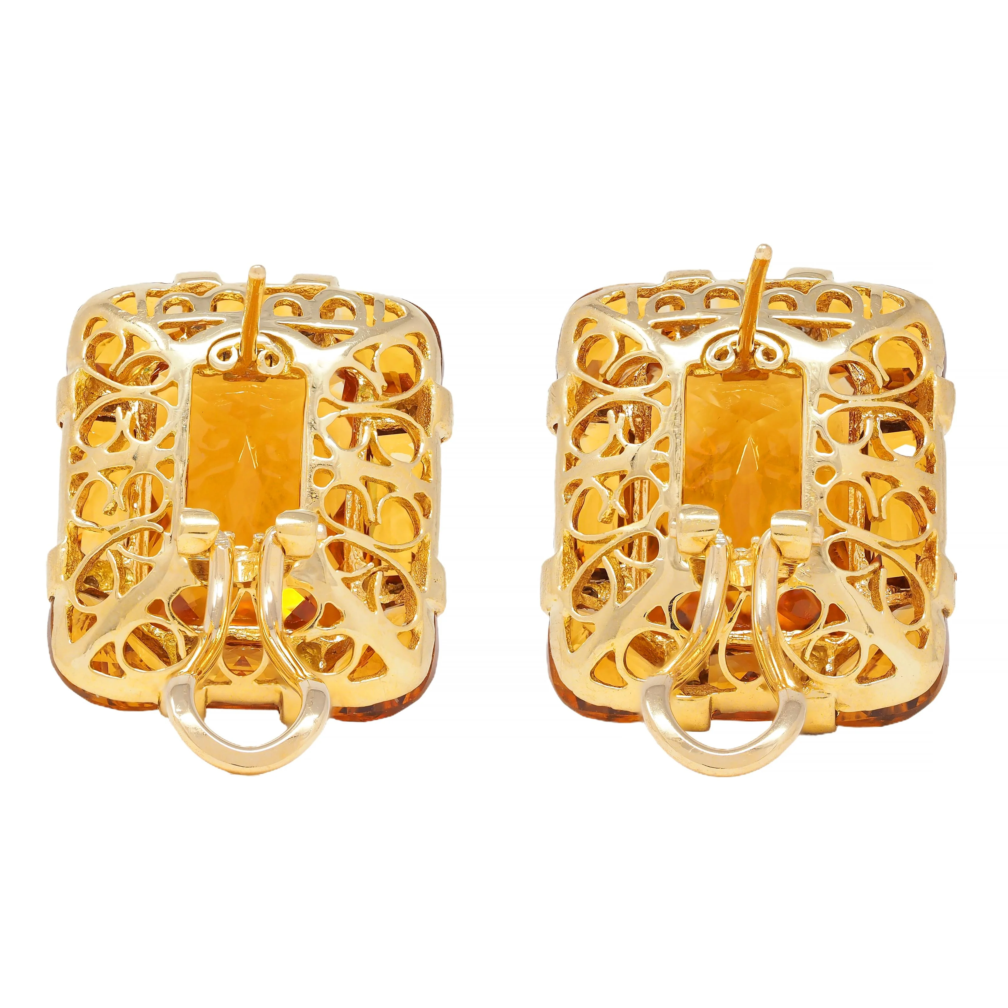 Bellarri 2000's 32.04 CTW Citrine Diamond 18 Karat Yellow Gold Reflections Earrings - Image 8