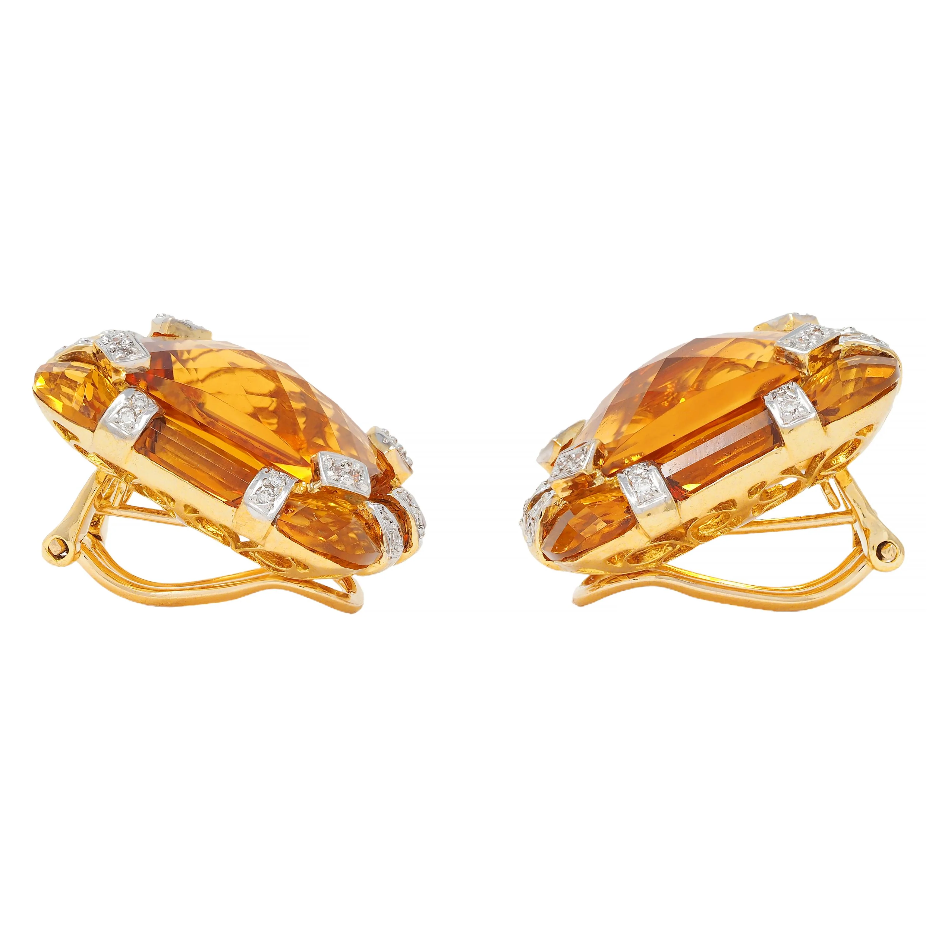 Bellarri 2000's 32.04 CTW Citrine Diamond 18 Karat Yellow Gold Reflections Earrings - Image 9
