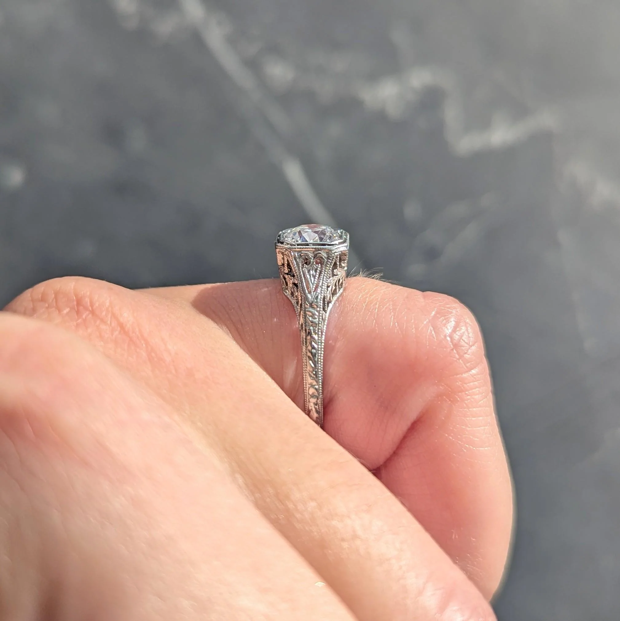 Belle Époque 1.01 CTW Old European Cut Diamond Platinum Antique Garland Engagement Ring - Image 12