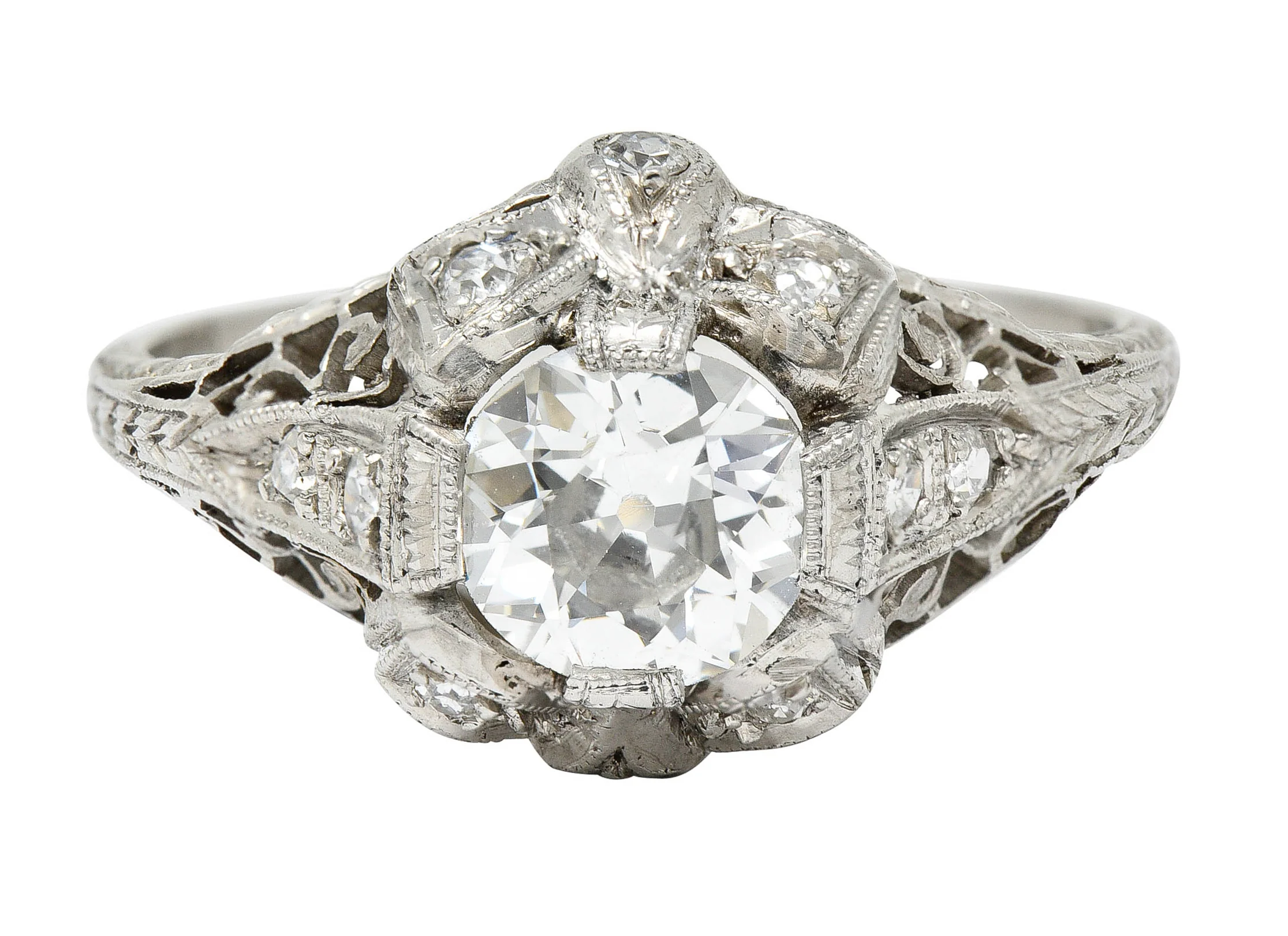 Belle Epoque 1.14 CTW Diamond Platinum Bow Engagement Ring GIA