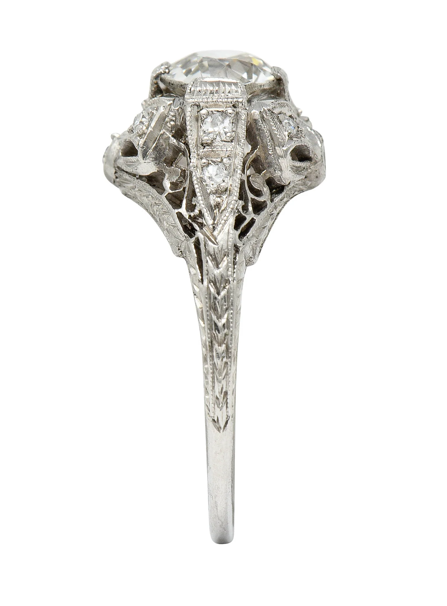 Belle Epoque 1.14 CTW Diamond Platinum Bow Engagement Ring GIA - Image 10