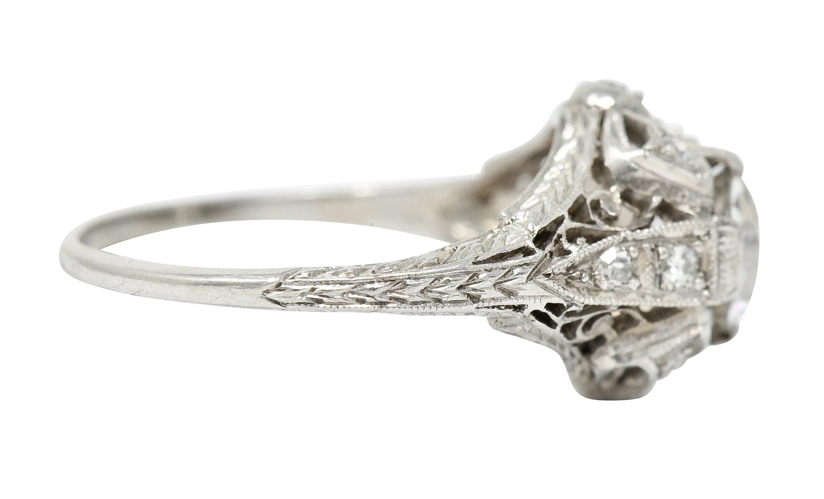 Belle Epoque 1.14 CTW Diamond Platinum Bow Engagement Ring GIA - Image 4