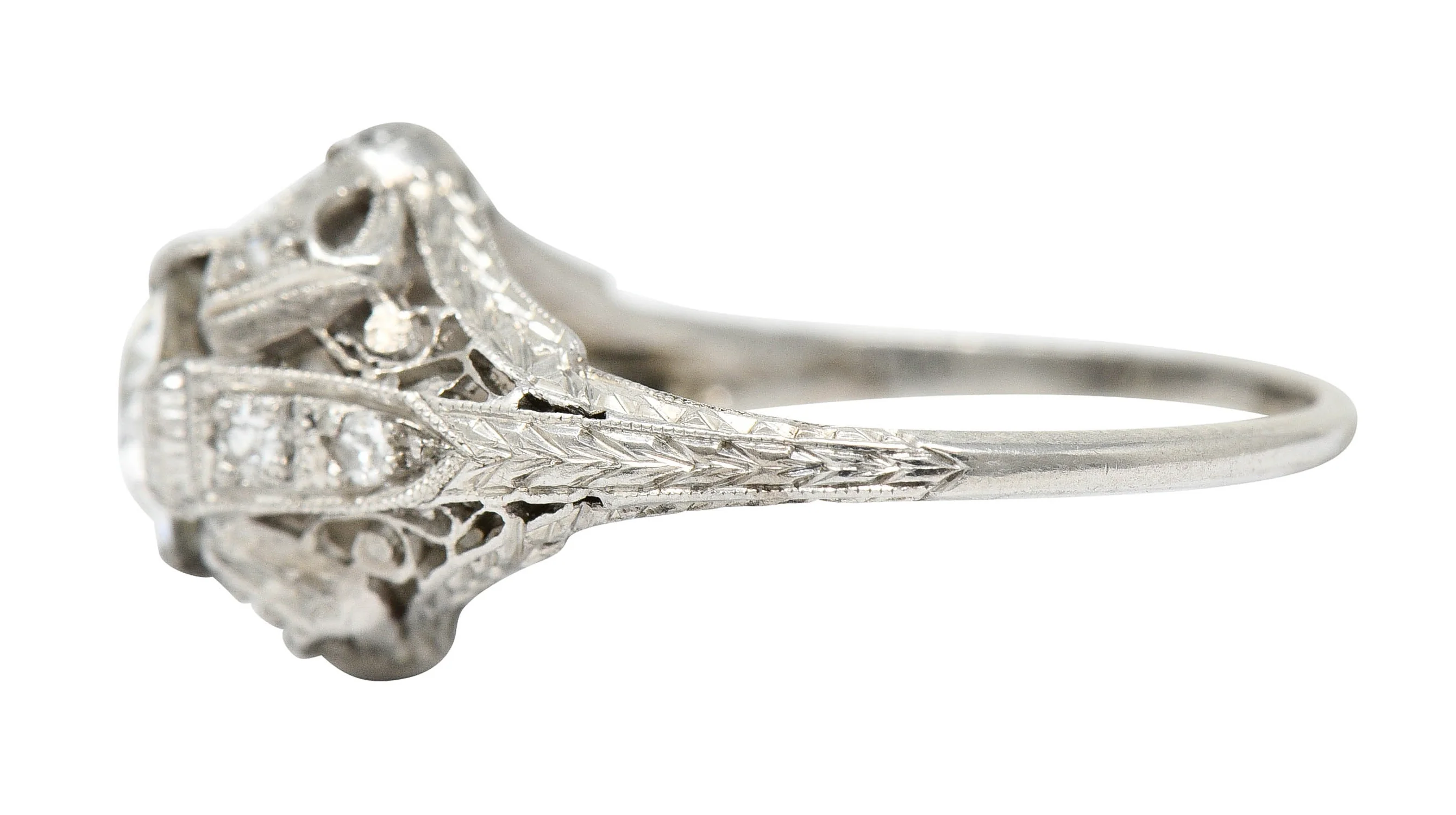 Belle Epoque 1.14 CTW Diamond Platinum Bow Engagement Ring GIA - Image 5
