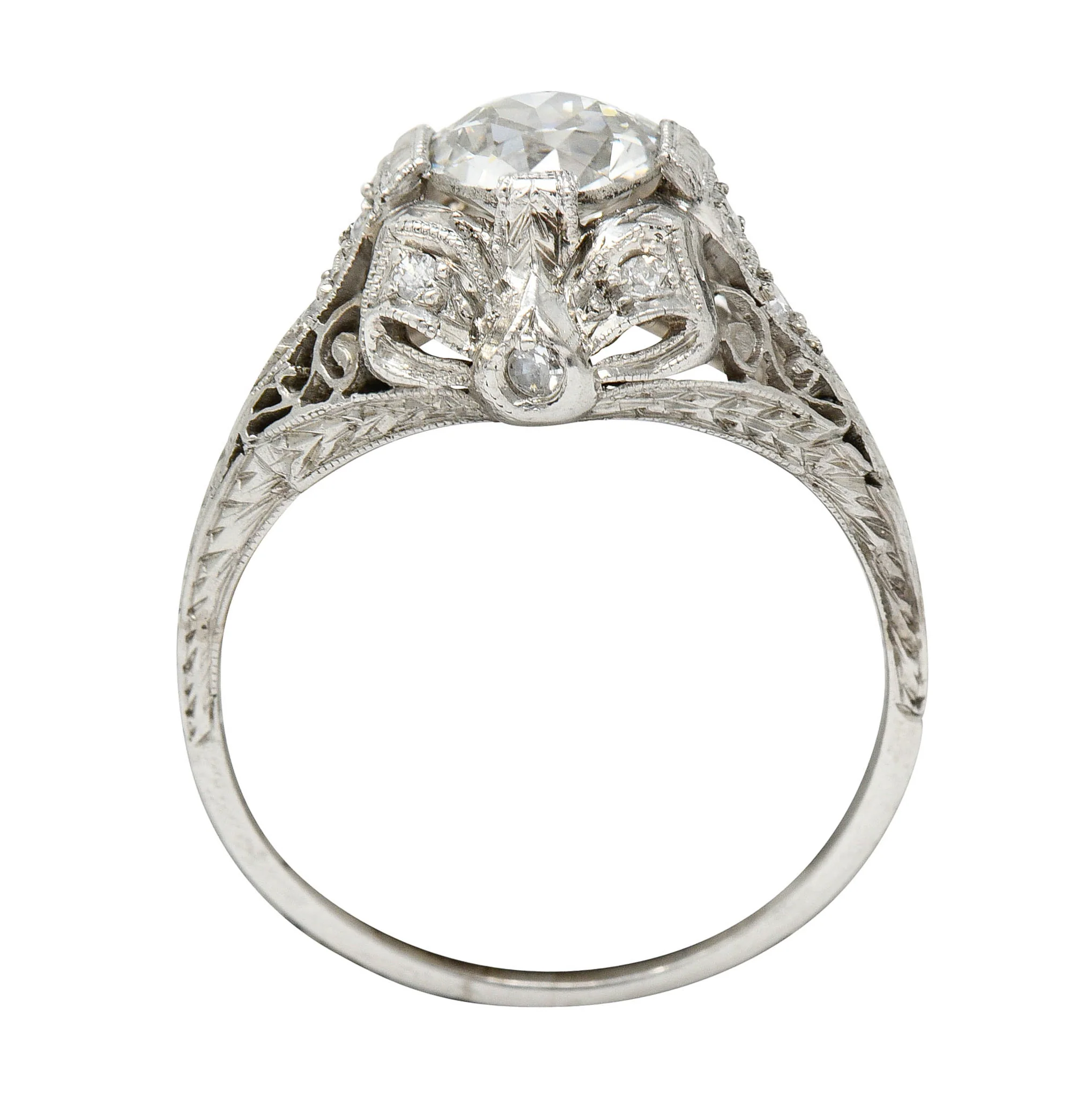 Belle Epoque 1.14 CTW Diamond Platinum Bow Engagement Ring GIA - Image 9