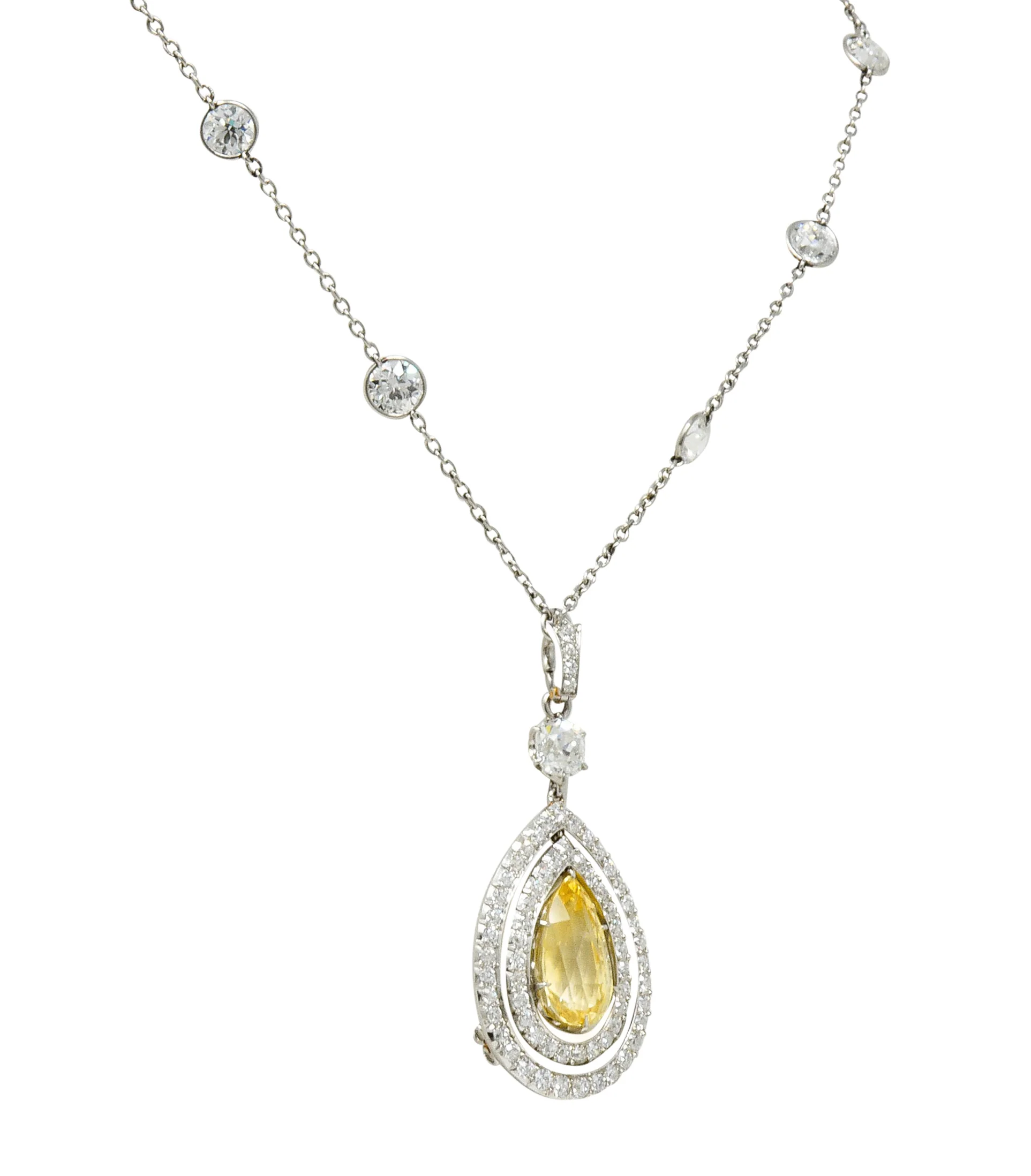 Belle Epoque 16.20 CTW Diamond Sapphire Platinum Pear Drop Enhancer Necklace - Image 5