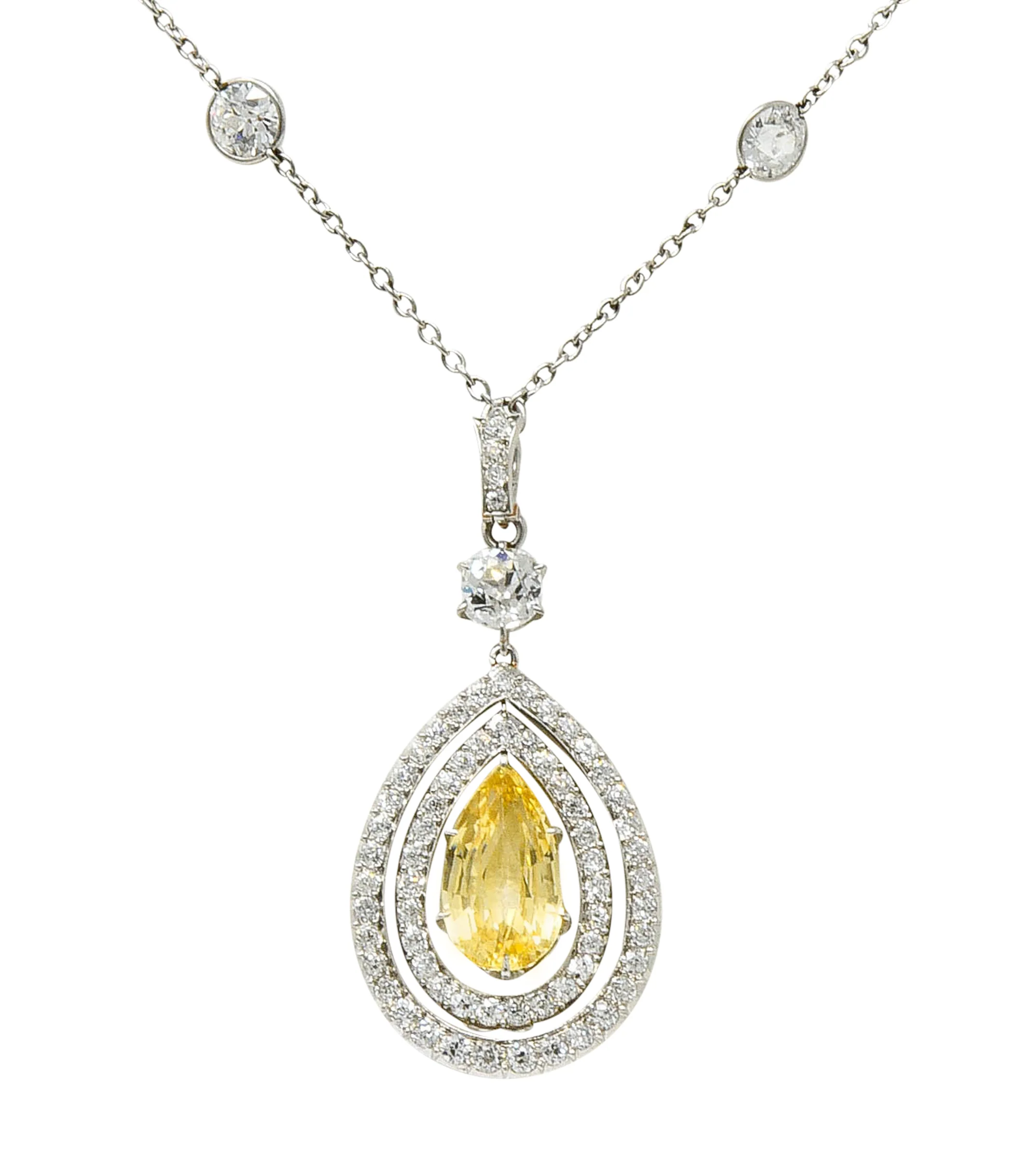 Belle Epoque 16.20 CTW Diamond Sapphire Platinum Pear Drop Enhancer Necklace - Image 6