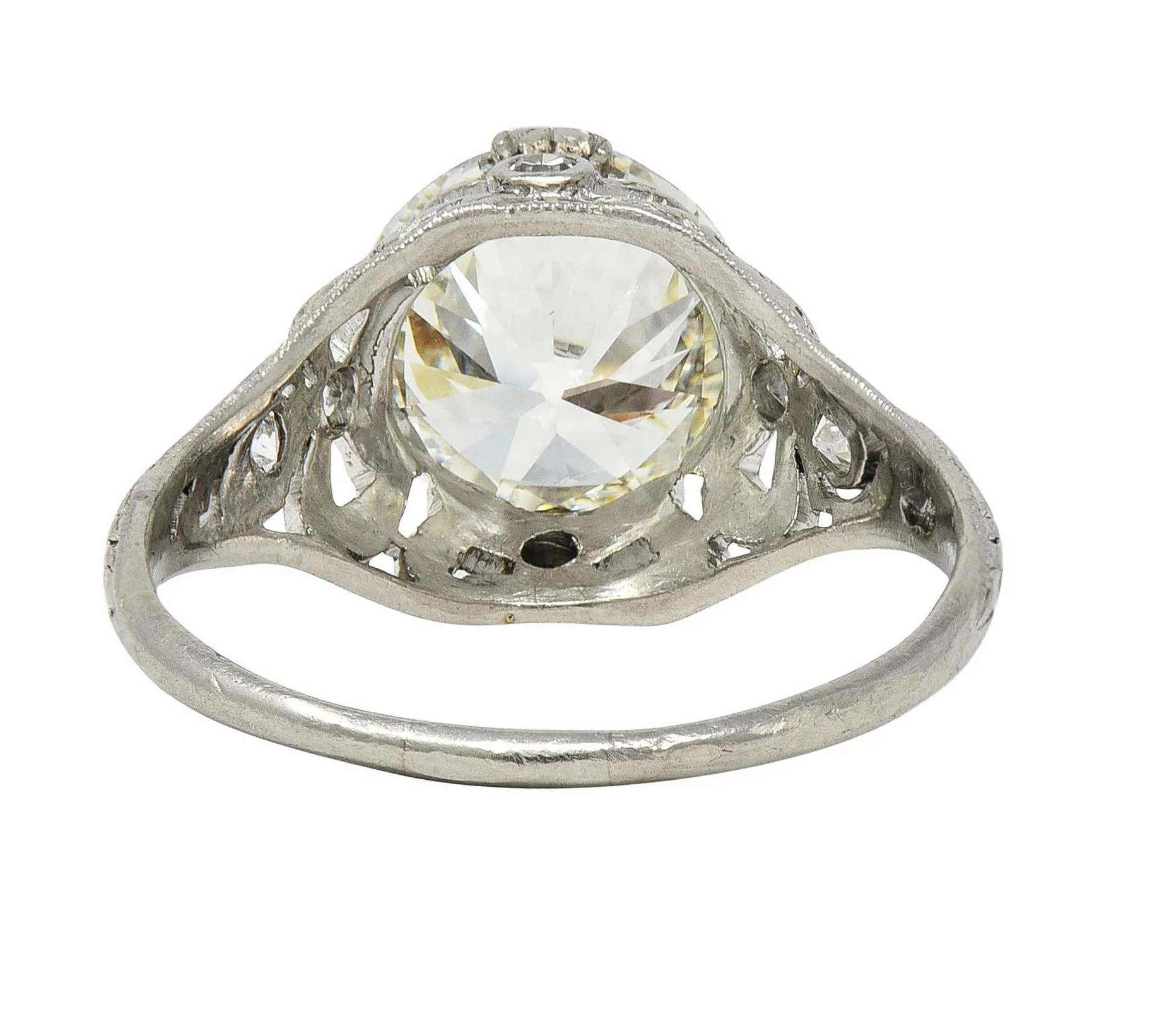 Belle Epoque 2.97 CTW Old European Diamond Platinum Bow Antique Engagement Ring - Image 5