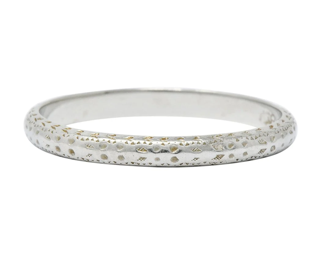 Bernstein Jewelry Co. Art Deco 18 Karat White Gold Stacking Band Ring - Image 2