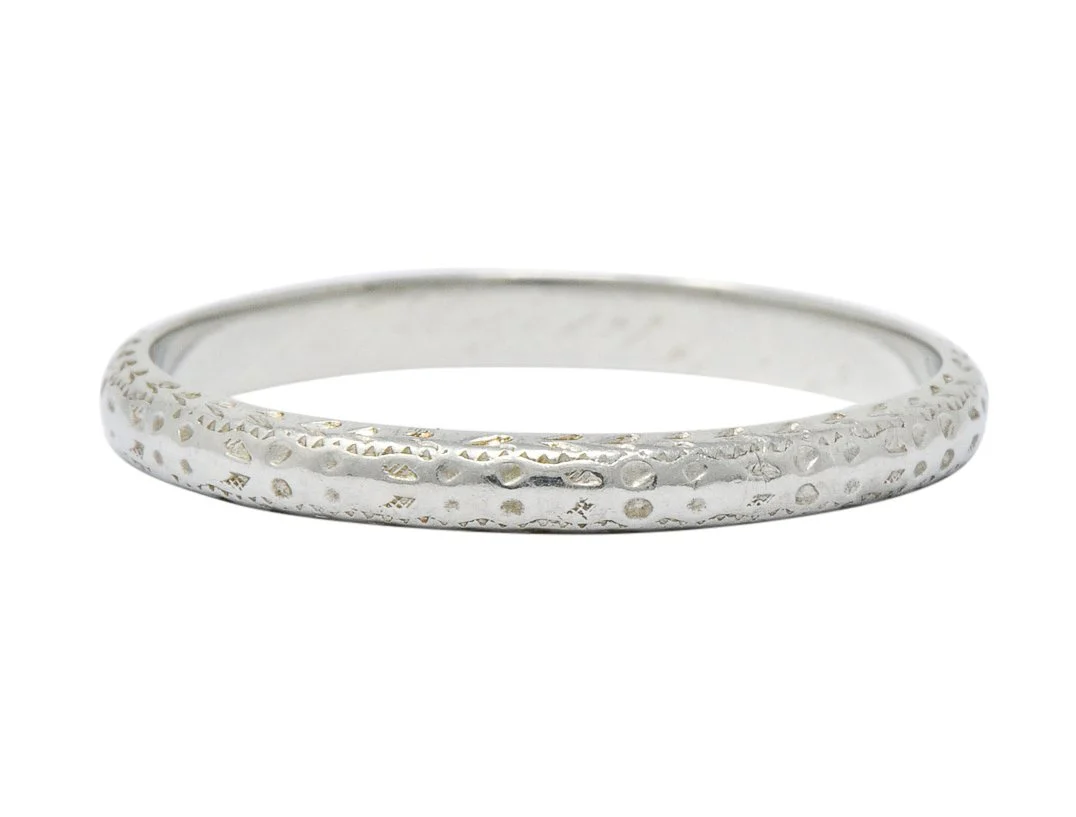 Bernstein Jewelry Co. Art Deco 18 Karat White Gold Stacking Band Ring - Image 3