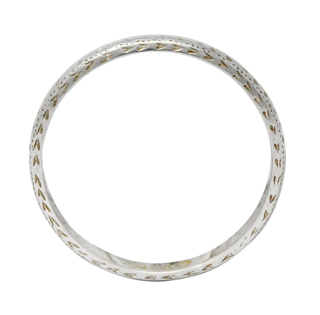 Bernstein Jewelry Co. Art Deco 18 Karat White Gold Stacking Band Ring - Image 4