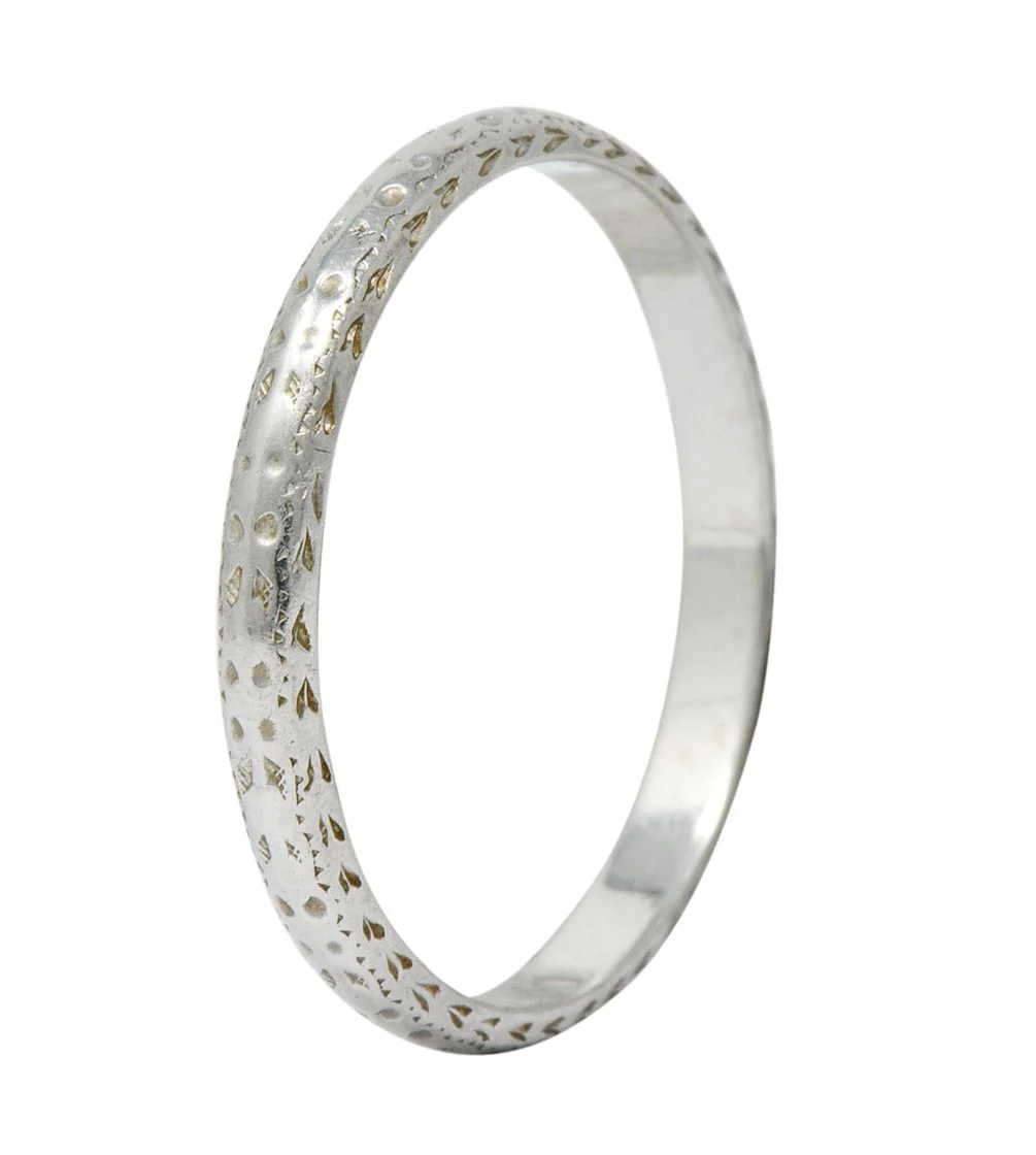 Bernstein Jewelry Co. Art Deco 18 Karat White Gold Stacking Band Ring - Image 5