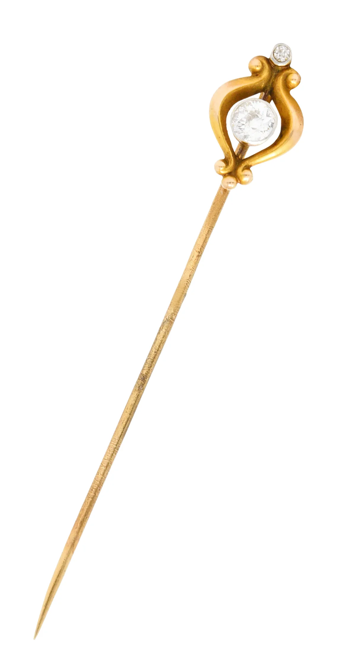 Bippart & Co. 0.28 CTW Diamond 14 Karat Gold Art Nouveau Stickpin - Image 2