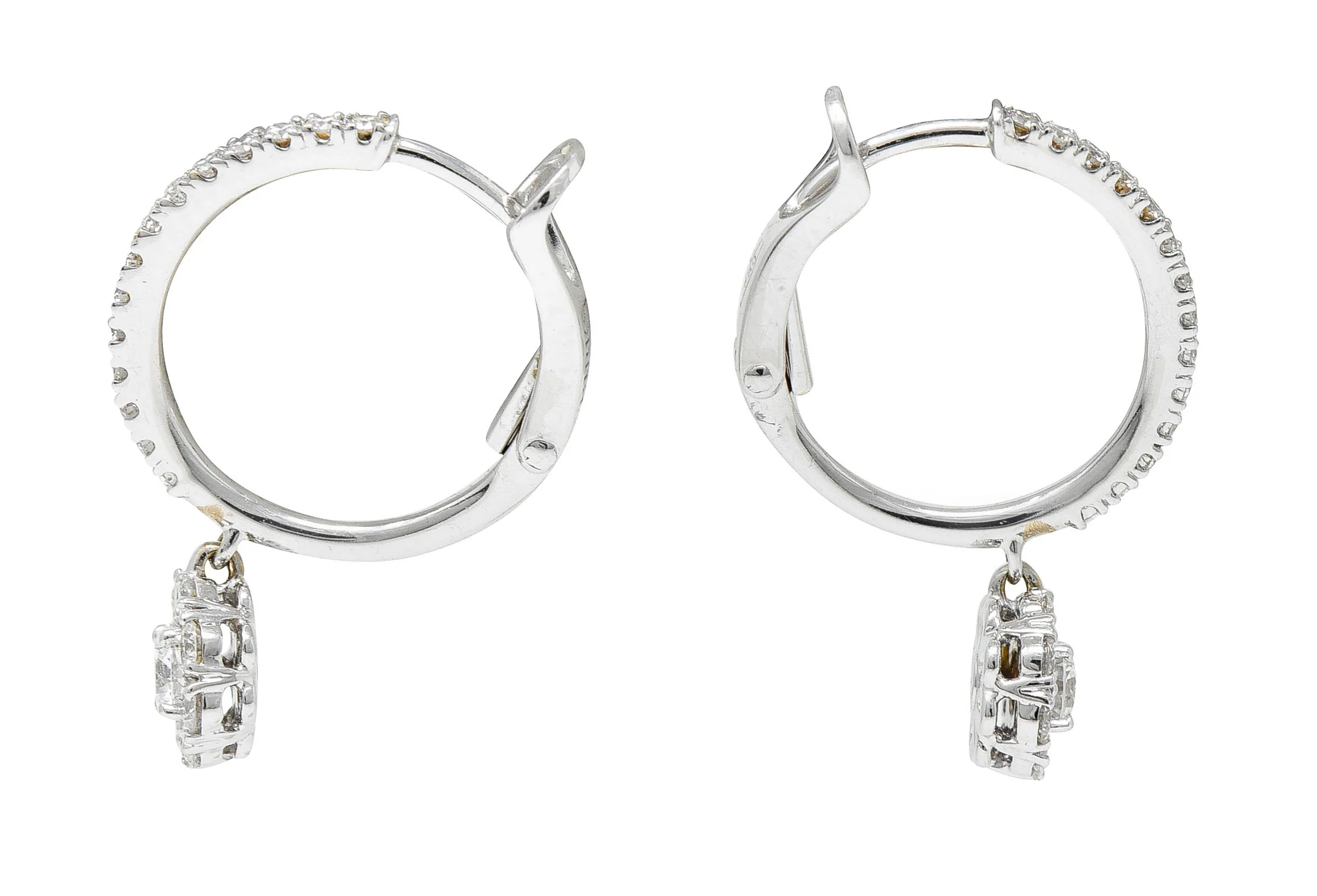 Birks 1.15 CTW Diamond 18 Karat Gold Cluster Huggie Drop Earrings - Image 2